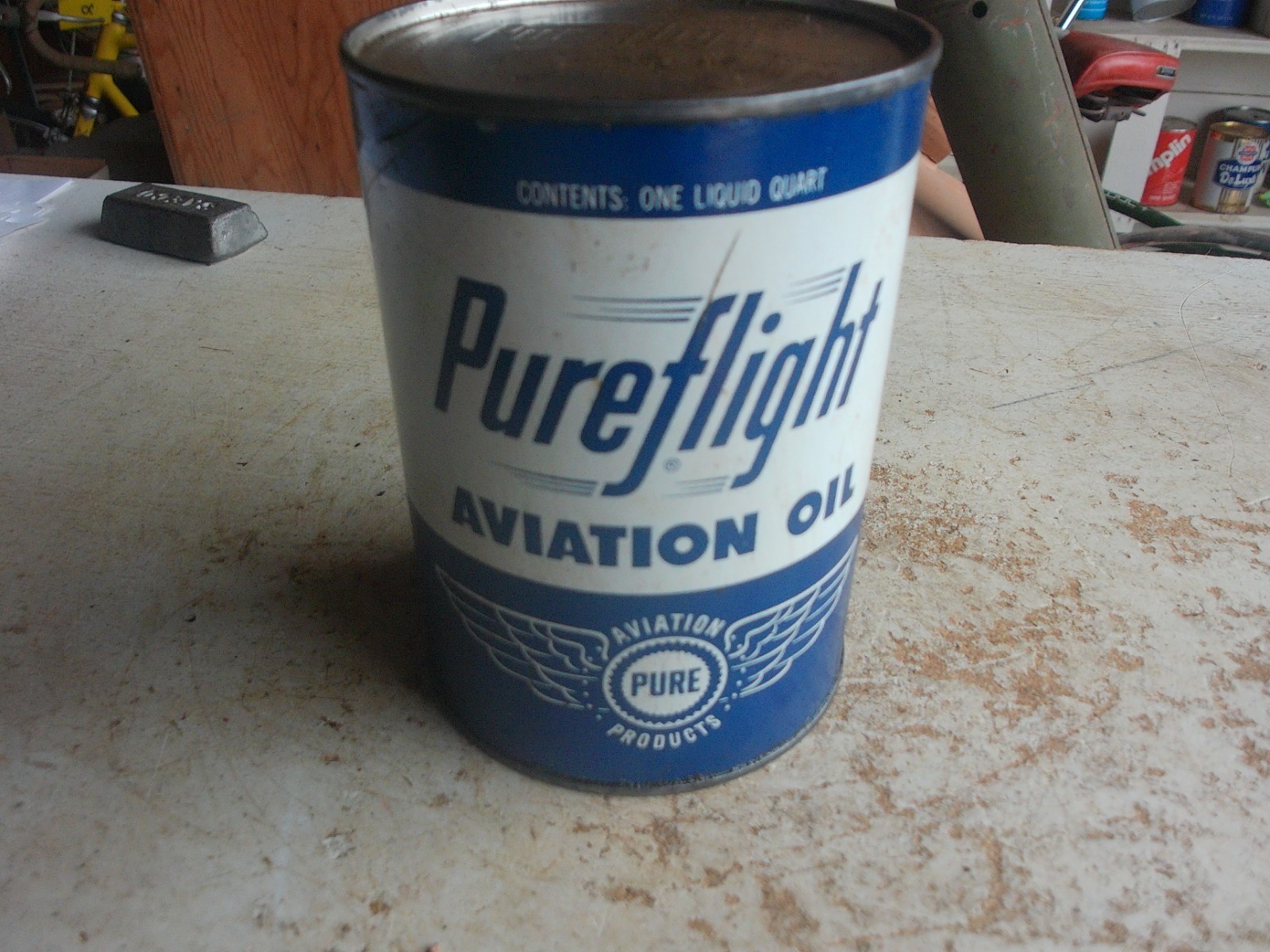 Vintage Full Quart Oil Can Pure Oil Pureflight Only 1 on eBay Lot 26-50-13