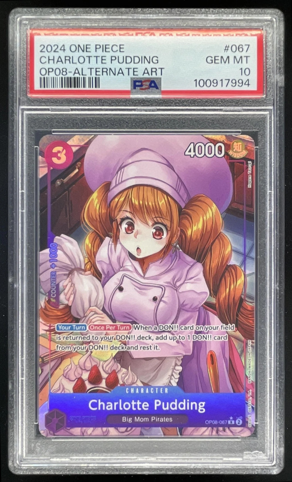 2024 One Piece Two Legends Rare #OP08-067 Charlotte Pudding PSA 10