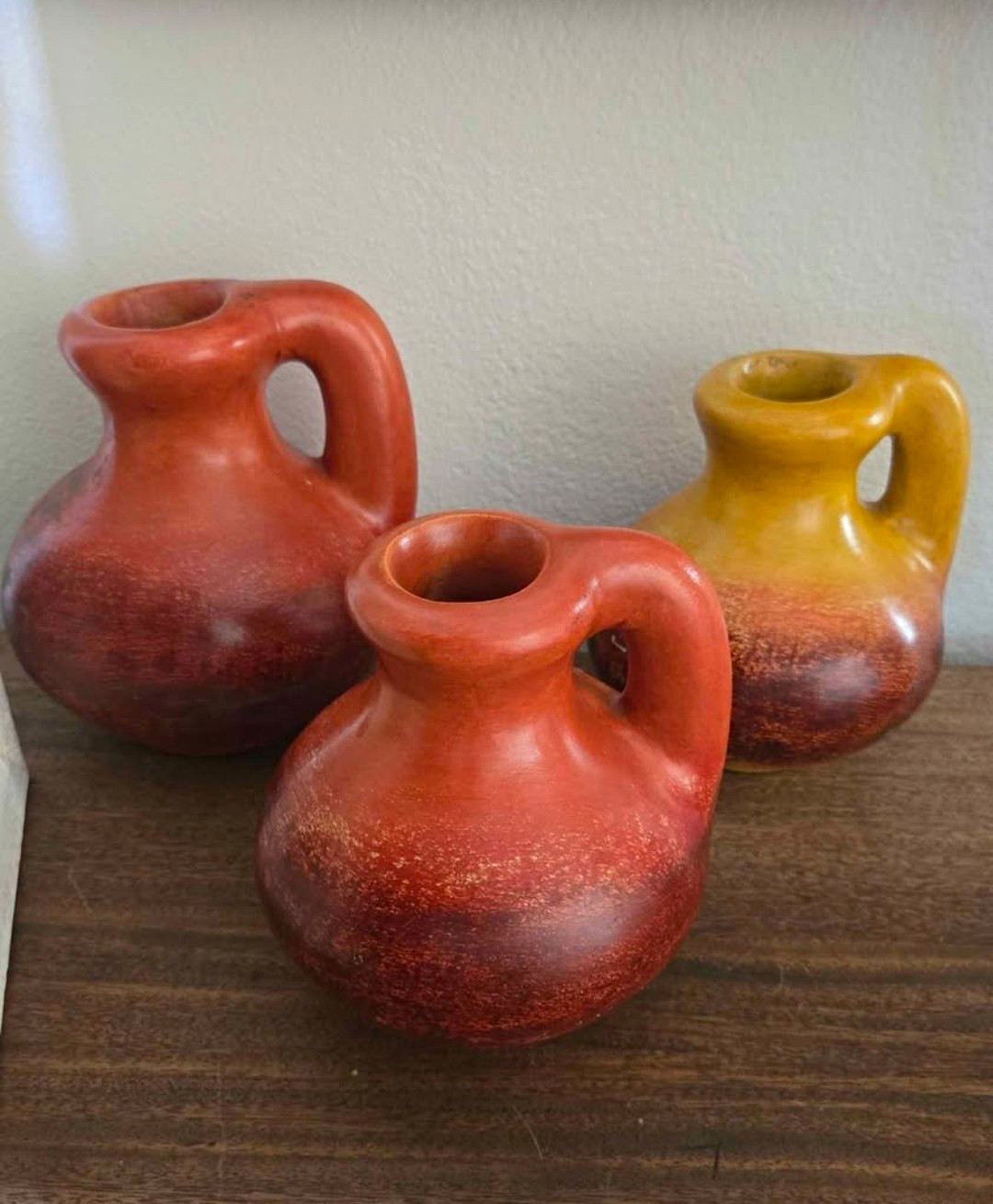 Vintage Artesanias La Carreta Mexican Pottery Jug Vases Set of 3 Hecho Mexico