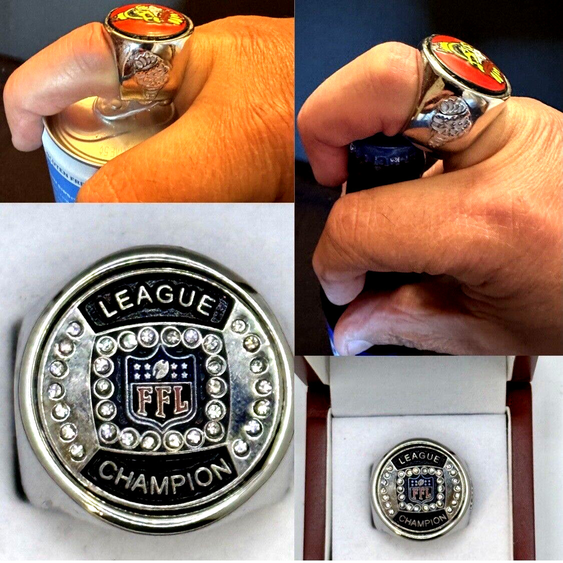 Fantasy Football League Champ deCAPitator Ring Opens Bottles & Cans. Sizes 6 -15 Fantasy Football League Champ deCAPitator Ring Opens Bottles & Cans. Sizes 6 -15