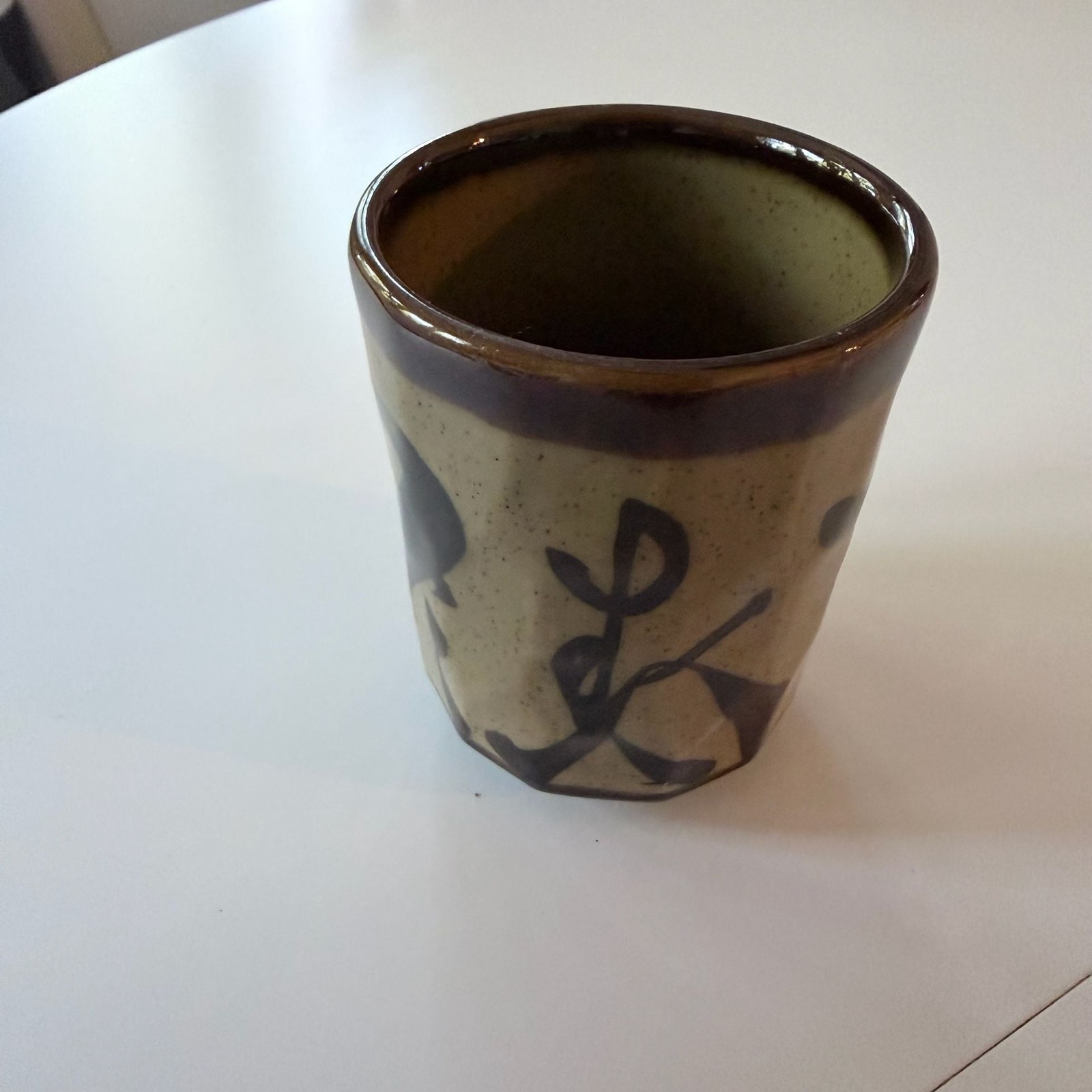 Vintage Hand Painted Japanese Stoneware Yunomi Tea Cup