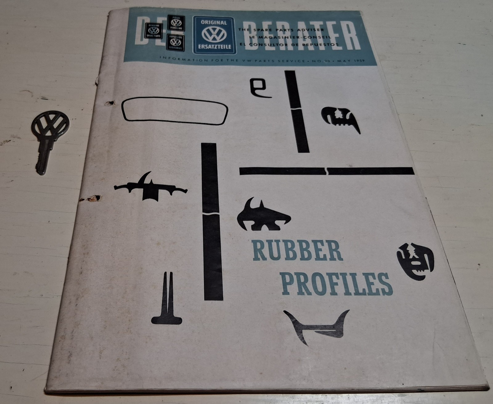 VW VolksWagen Der Berater Parts Booklet Dealership 1959 Rubber profiles shapes
