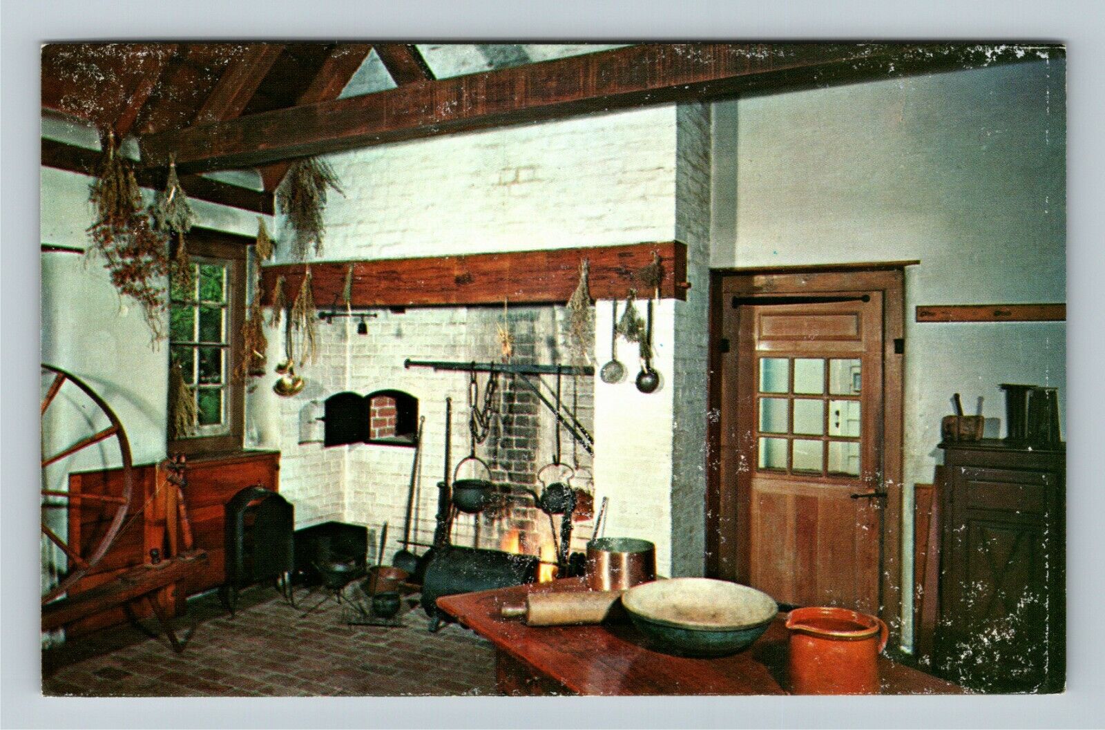 Morrisville PA-Pennsylvania, Pennsbury Manor, Kitchen, Vintage Postcard