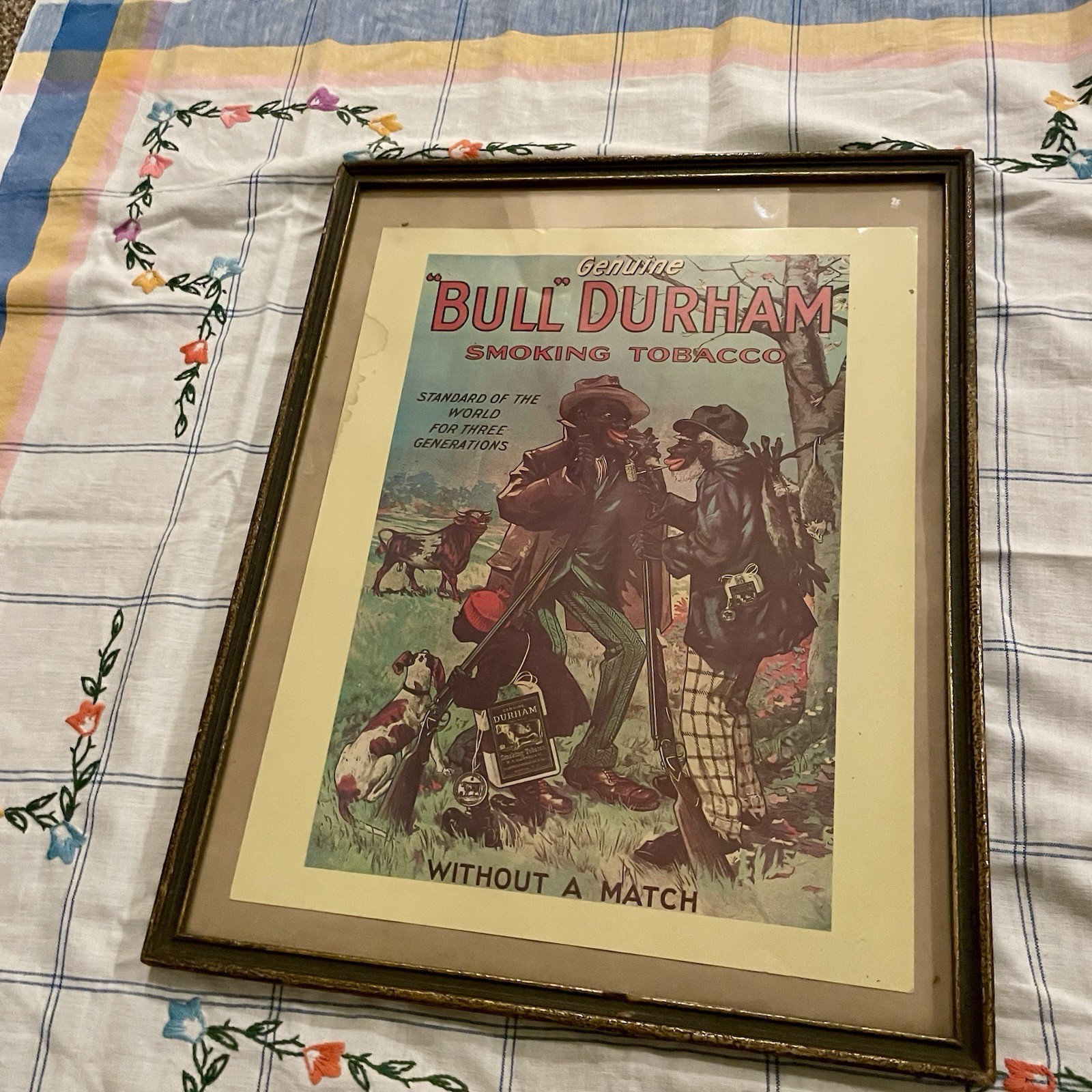Vintage Bull Durham Smoking Tobacco 18.5”x13.5” Poster Sign Black Americana Vintage Bull Durham Smoking Tobacco 18.5”x13.5” Poster Sign Black Americana