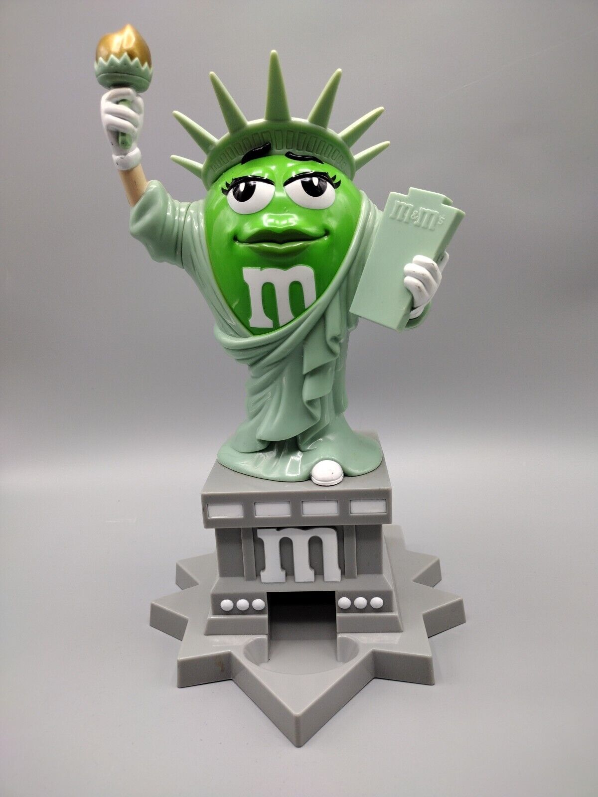 M&M\'S M and M\'s MM World Statue of Ms Liberty Dispenser M & M\'s Lady Green