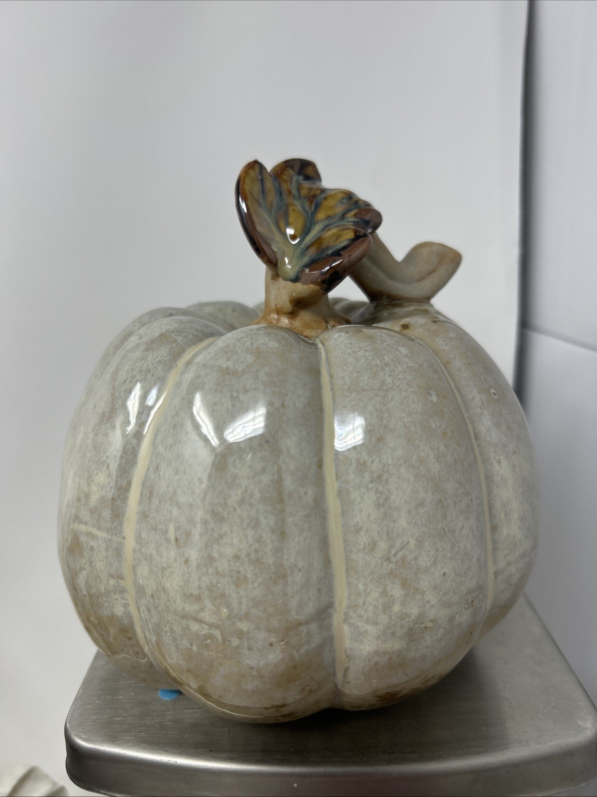 Stoneware  Pottery 6” Tall Pumpkin Neutral Minimalist Halloween Fall Decor