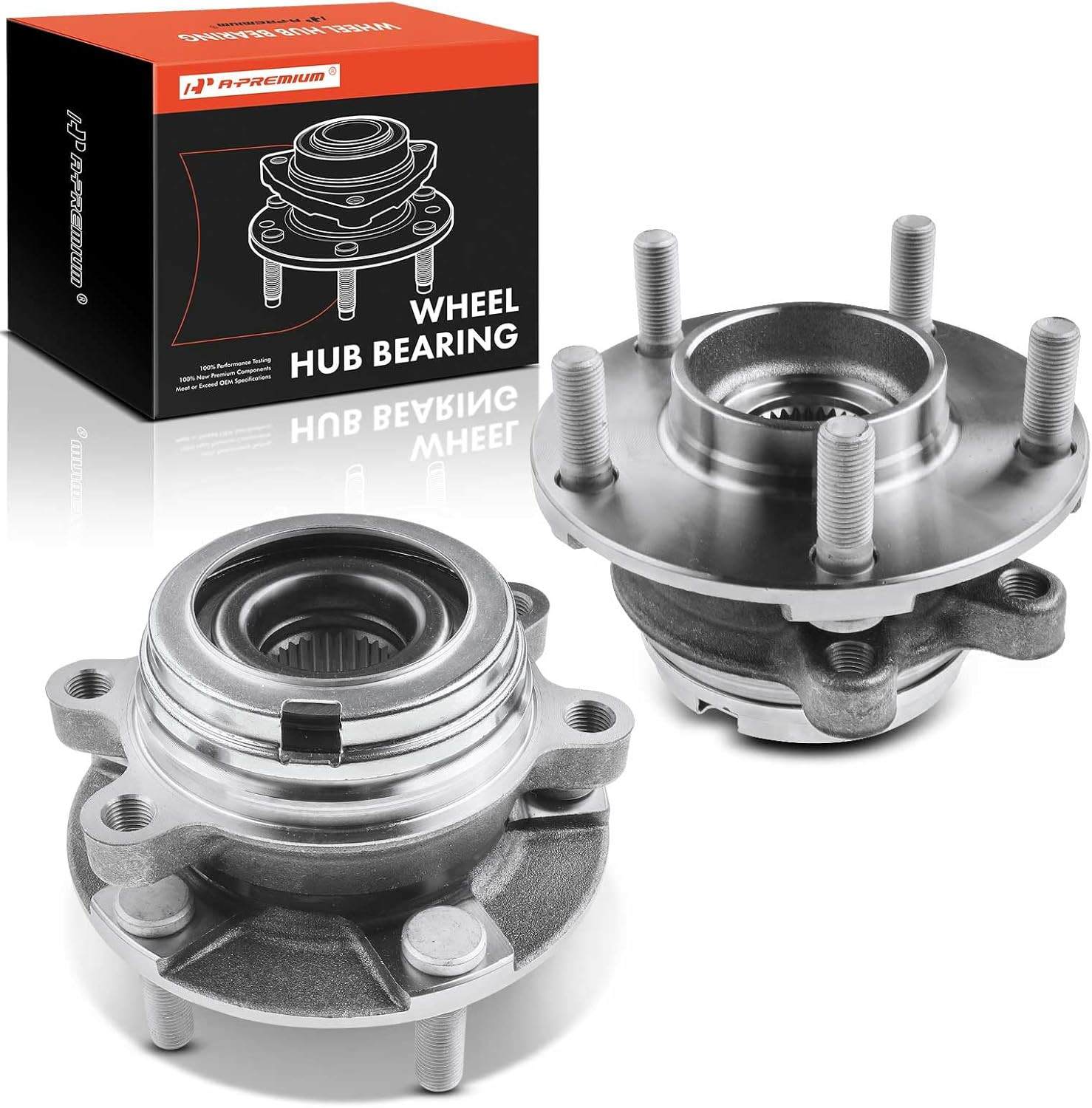 2 x Front Wheel Bearing and Hub Assembly with 5-Lug Compatible with Nissan