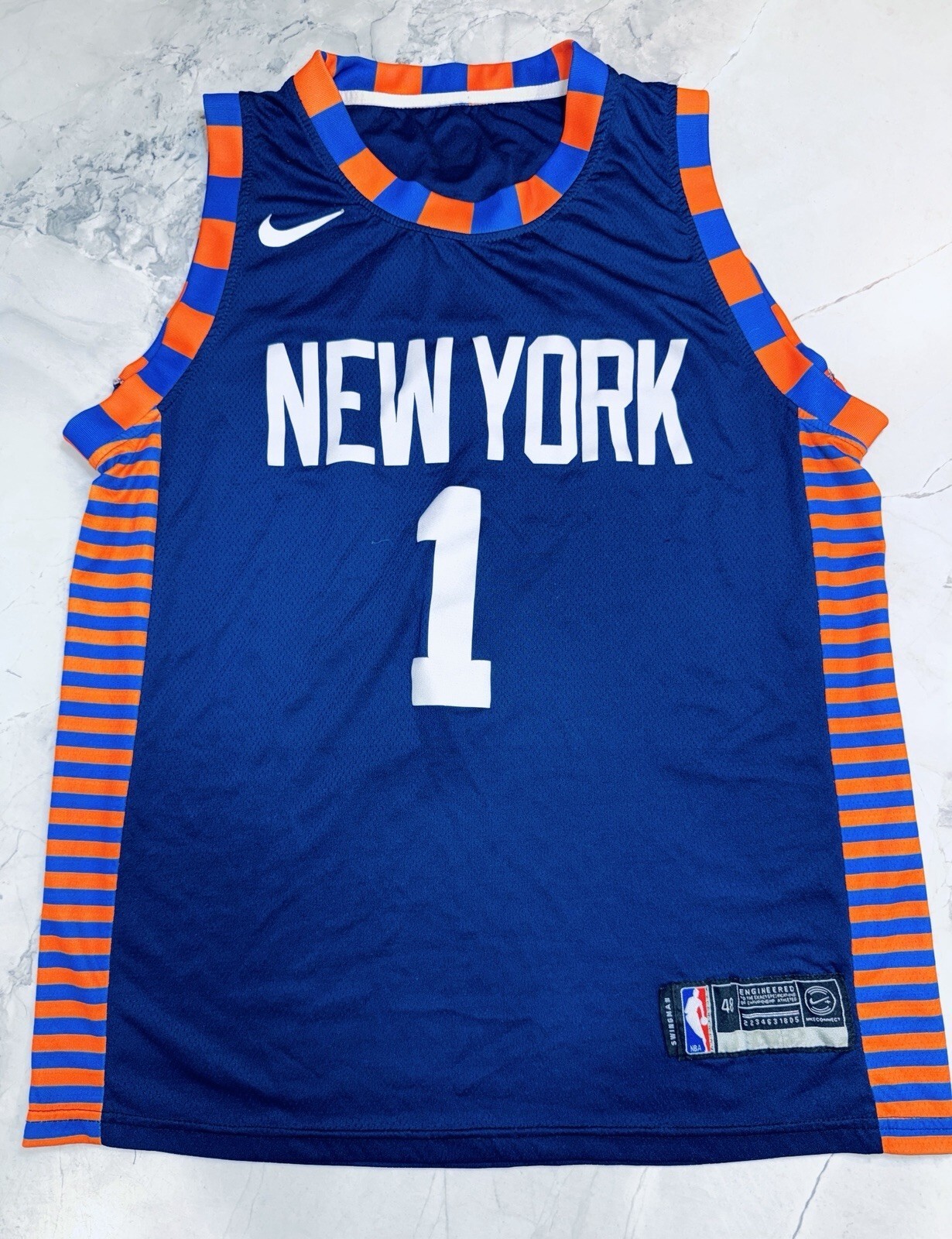 2022-23 Mens NY Knicks Obi Toppin Nike Blue Swingman Edition Jersey Size 48