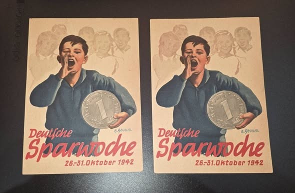 TWO Rare WW2 German Propaganda Leaflet  - German Savings Week 1942- E. Baudrexel