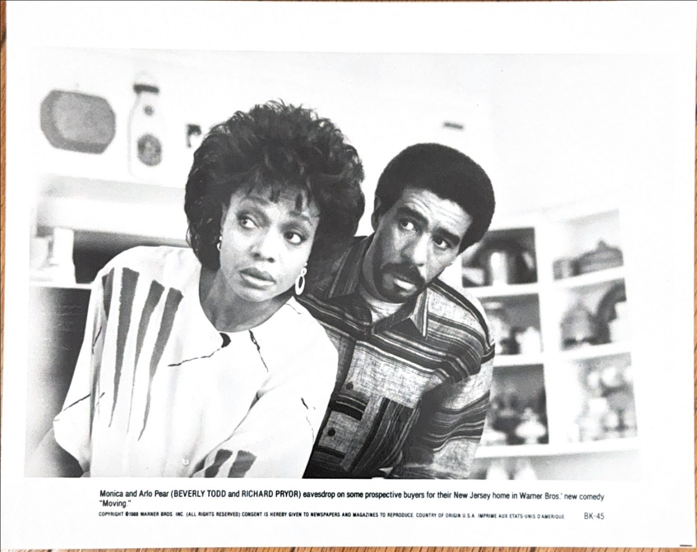 Moving 1988 Vintage Original Press Photo Richard Pryor Beverly Todd Warner Bros