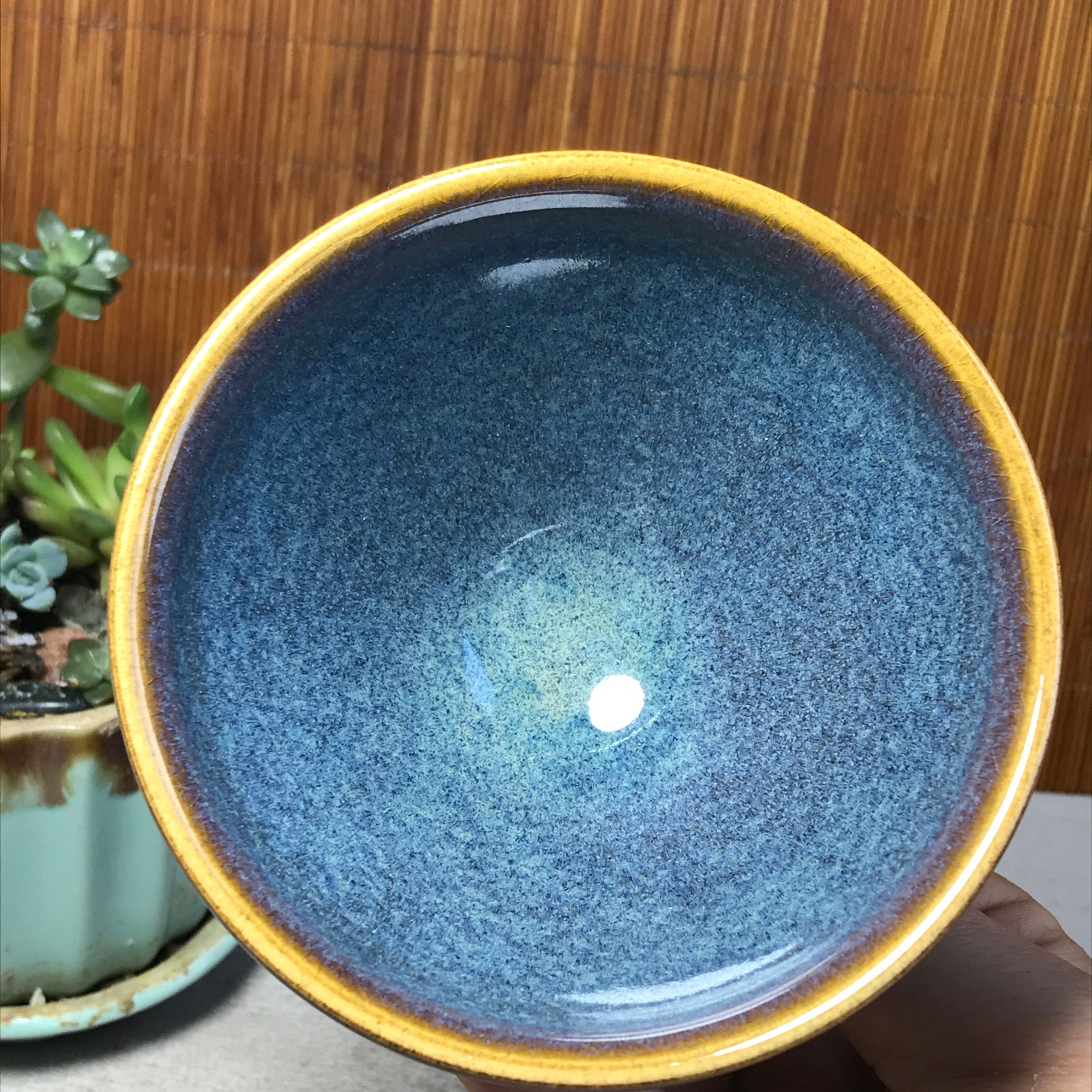 Handmade Blue Glaze Jian Zhan Teacup Ceramic Tea Bowl for Tea Ceremony A7227