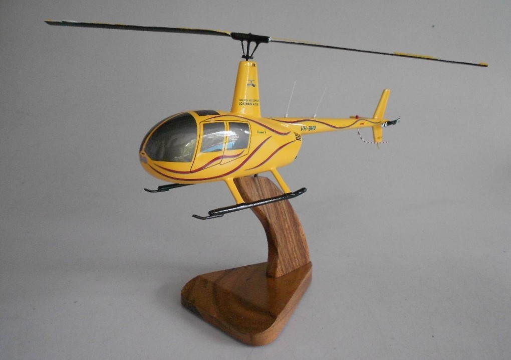 R-44 Clipper II Barossa Robinson R44 Helicopter Dry Wood Model Replica Large New