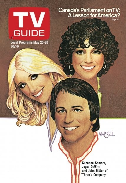 THREE\'S COMPANY Cast Members - 1978 TV Magazine Cover - 5 x 7 inch Photo