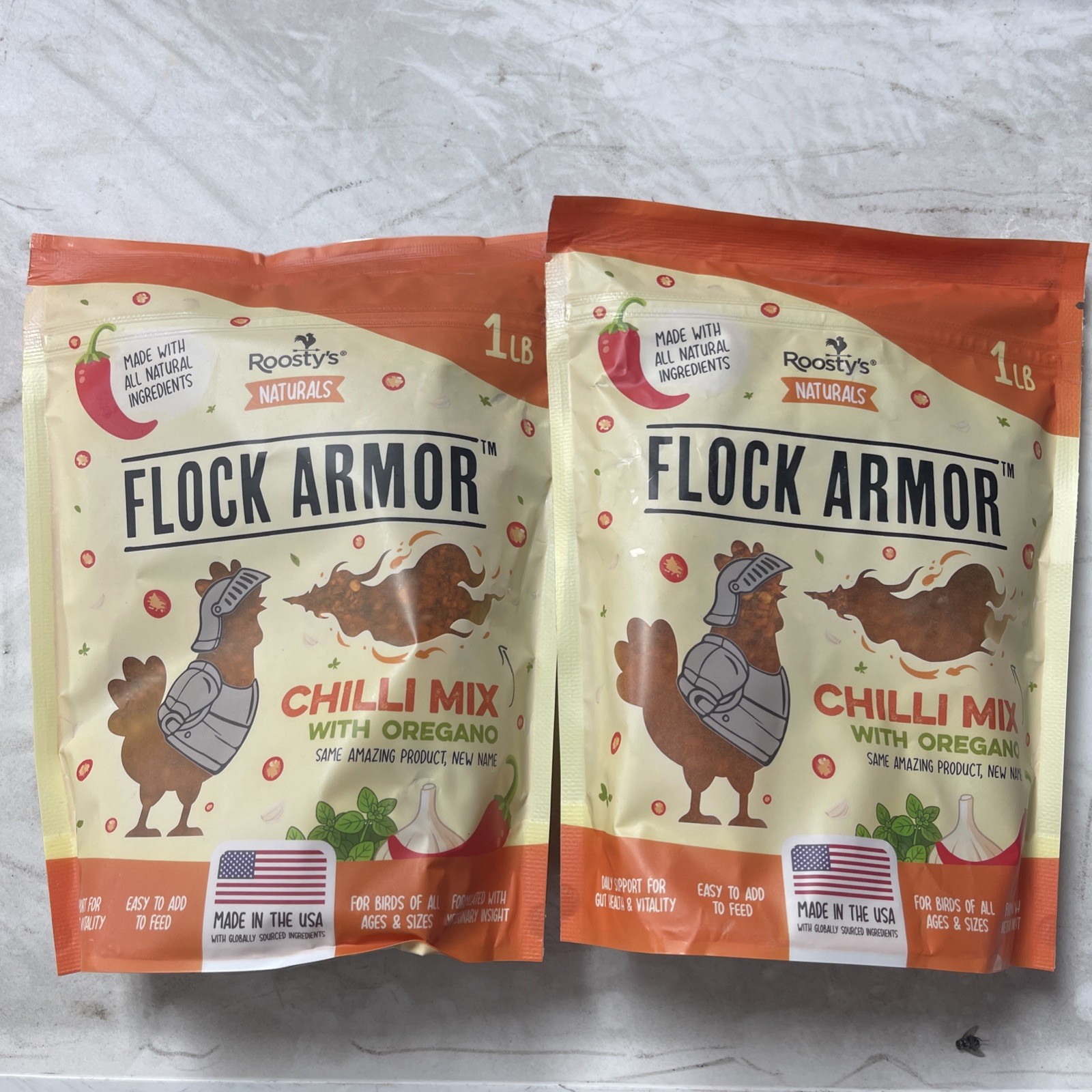 2x Roosty'S Naturals Flock Armor - Chicken De-Wormer Powder - Chili Mix