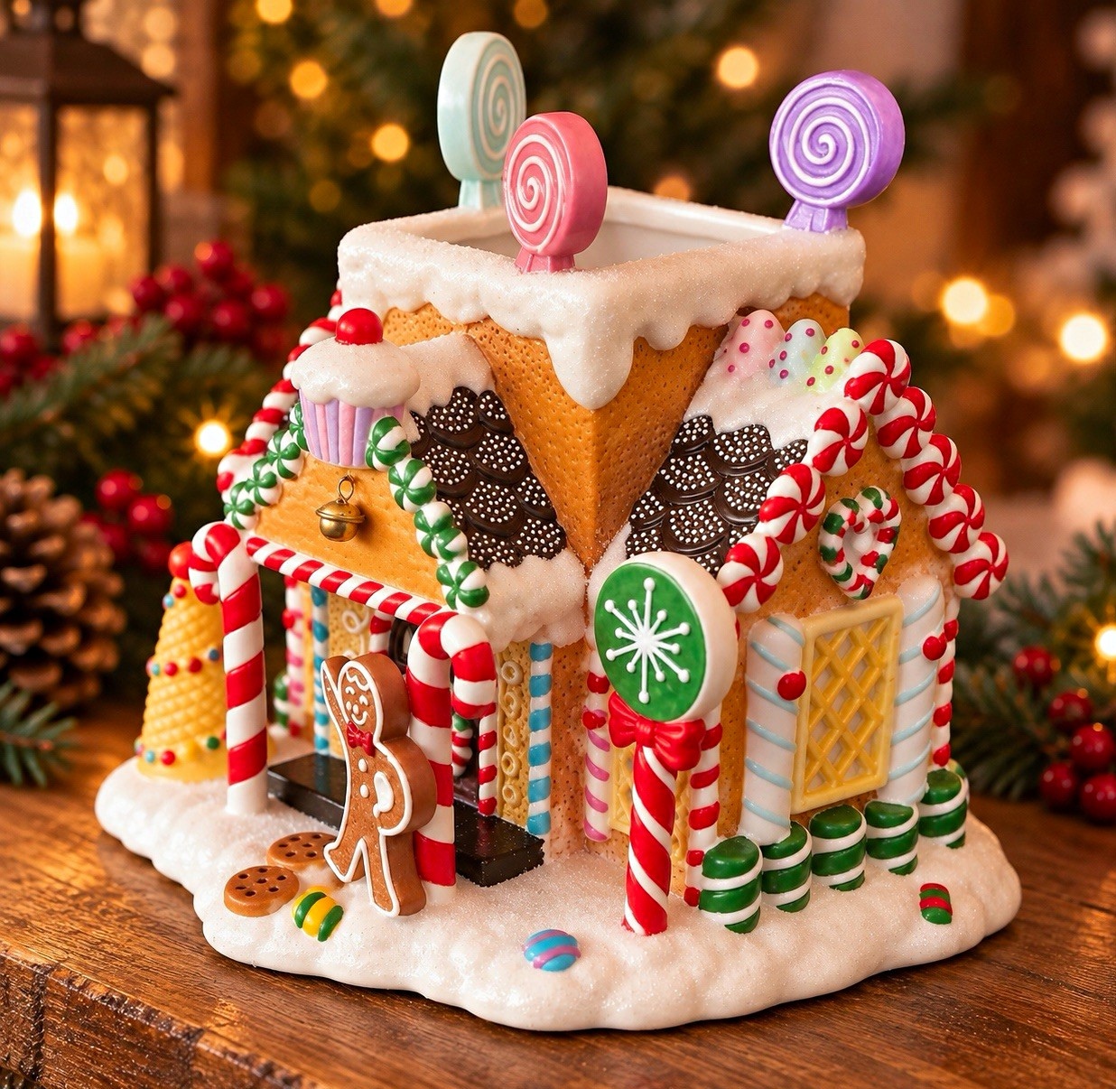Vintage 1999 PartyLite Gingerbread Cottage P7901 Tealight House Christmas