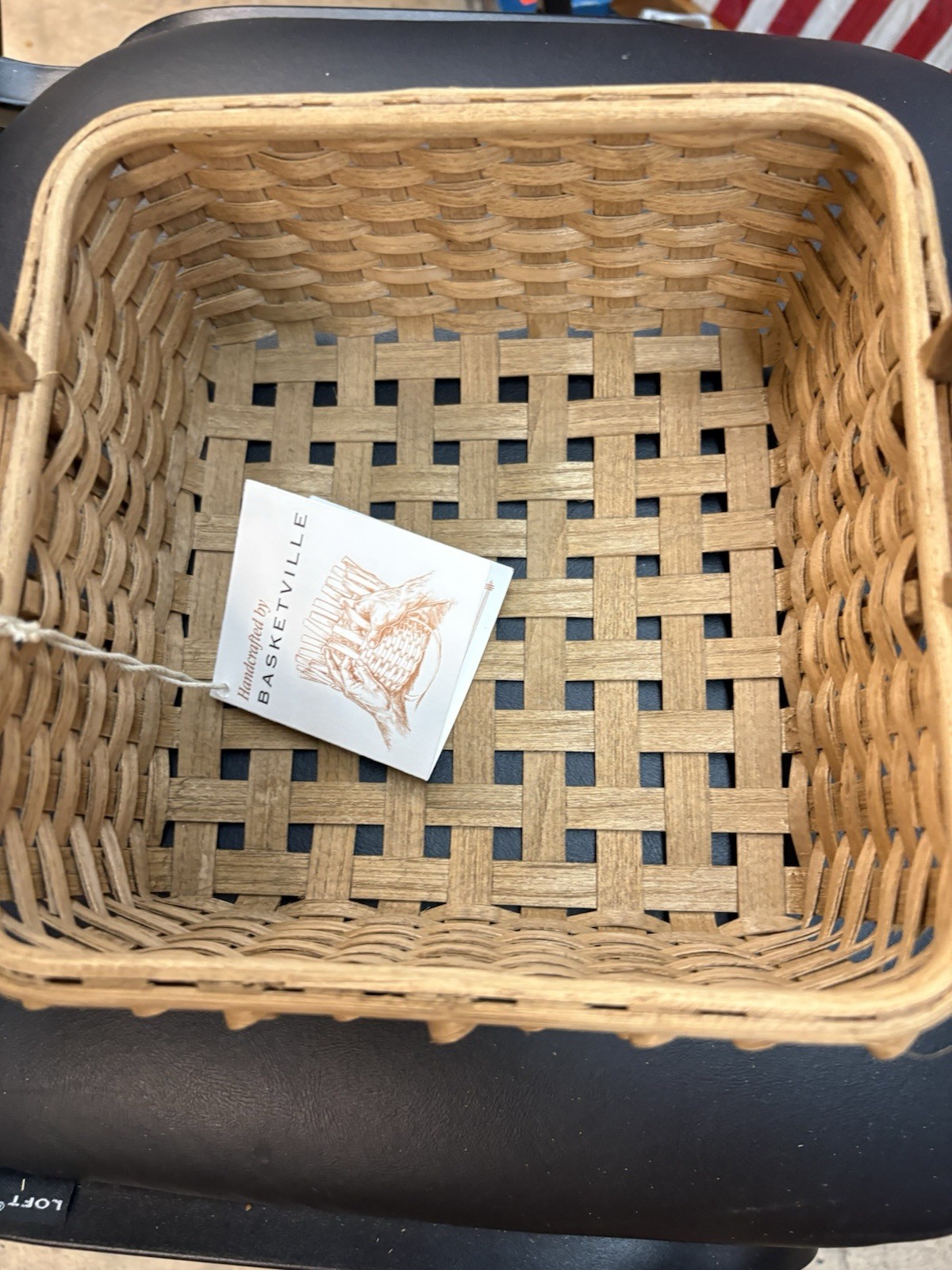 Vtg Basketville Utility Napkin Square Basket w/ Tag 8” x 8” x 4”