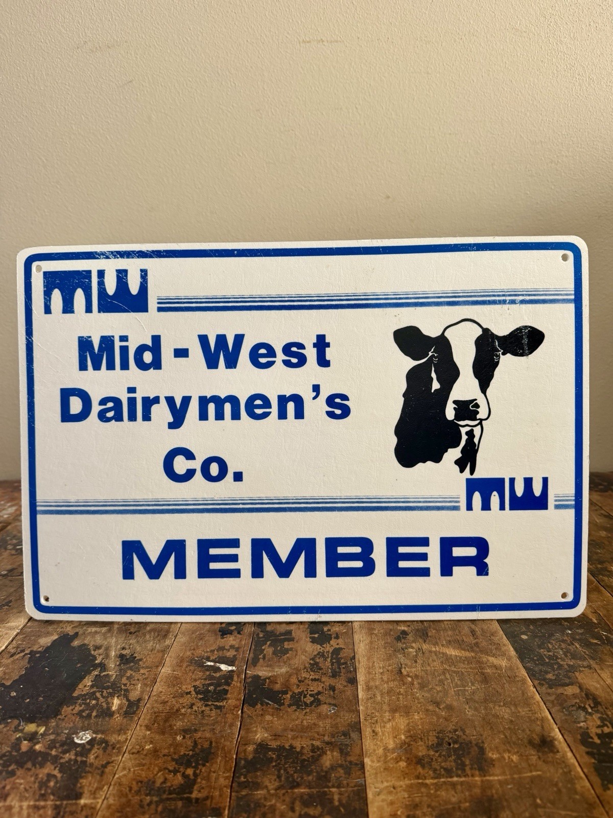 Mid-West Dairymen’s Co. Member Cow Graphic Advertising Sign Rockford Illinois 