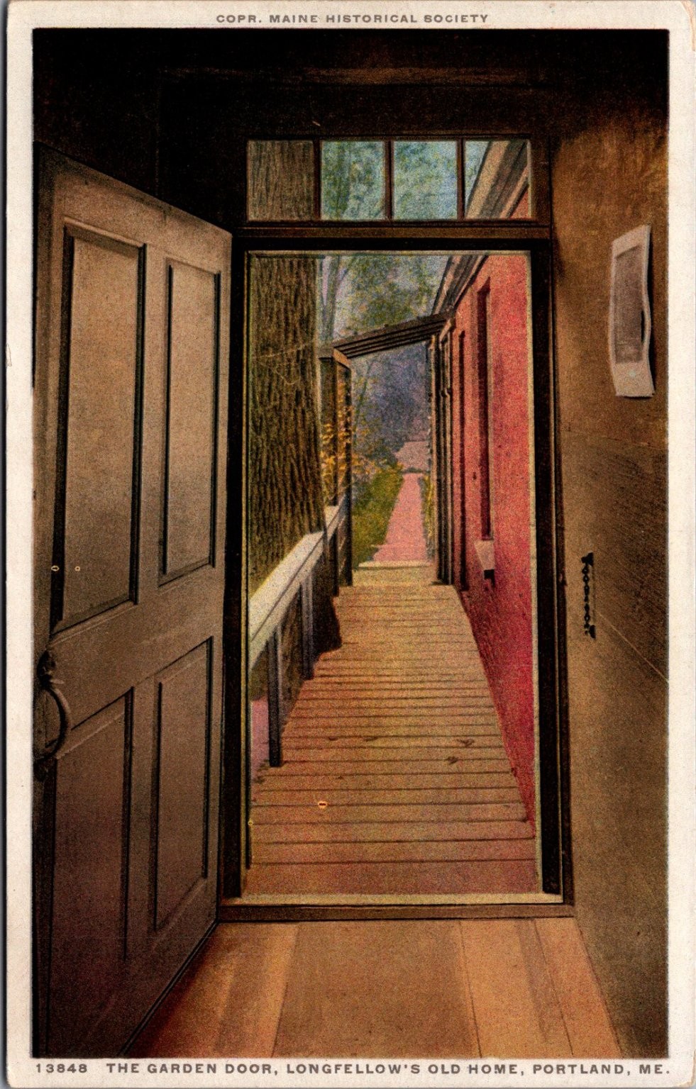 Longfellow's Old Home Portland ME Garden Door PHOSETINT Postcard c1910s Longfellow's Old Home Portland ME Garden Door PHOSETINT Postcard c1910s