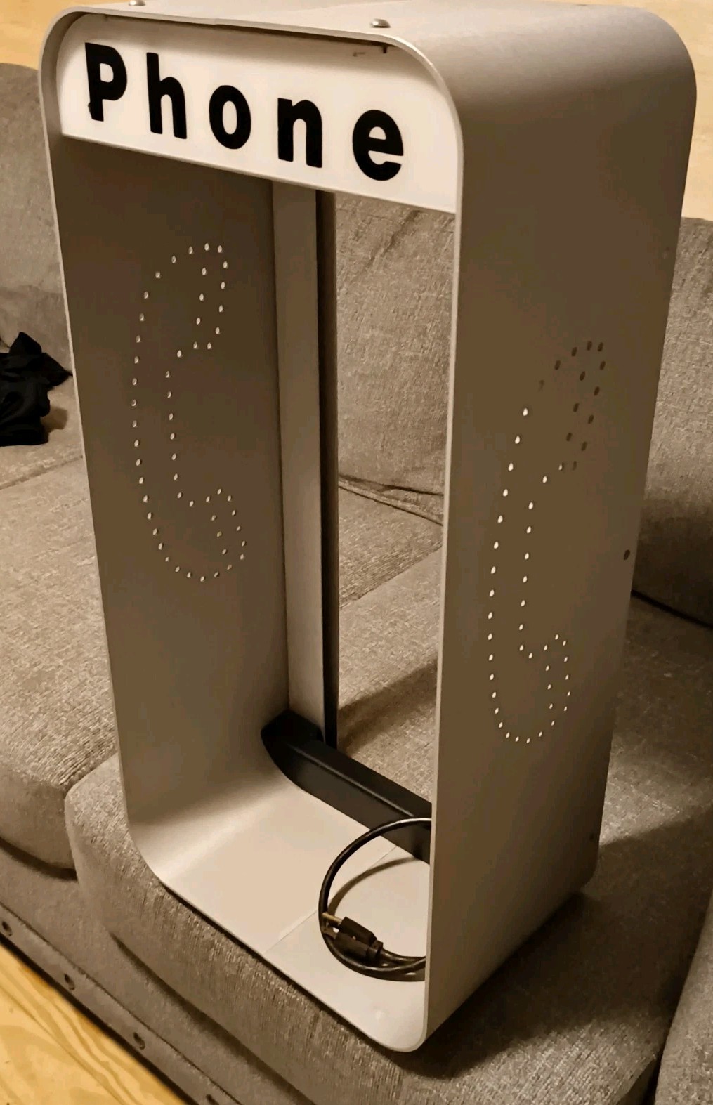 Vintage Aluminum Pay Phone  Enclosure Shroud Wired For Light