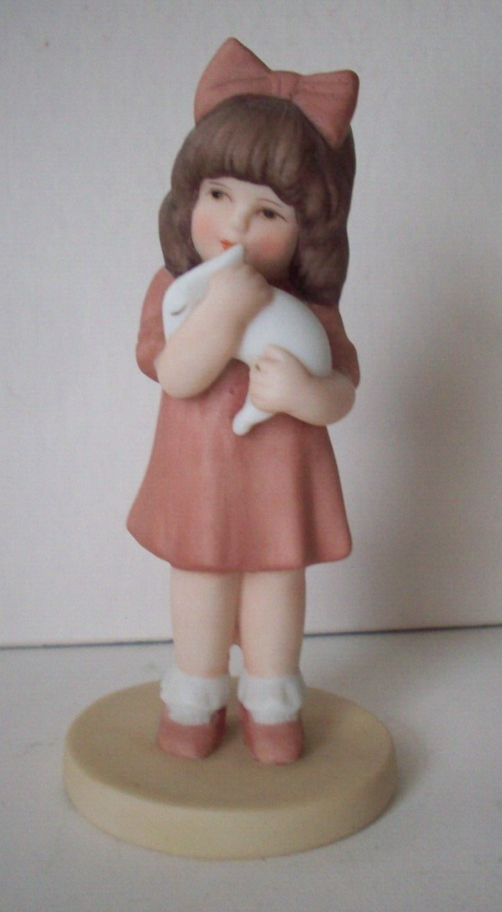 Bunny porcelain Bessie Pease Gutmann figurine girl holding rabbit
