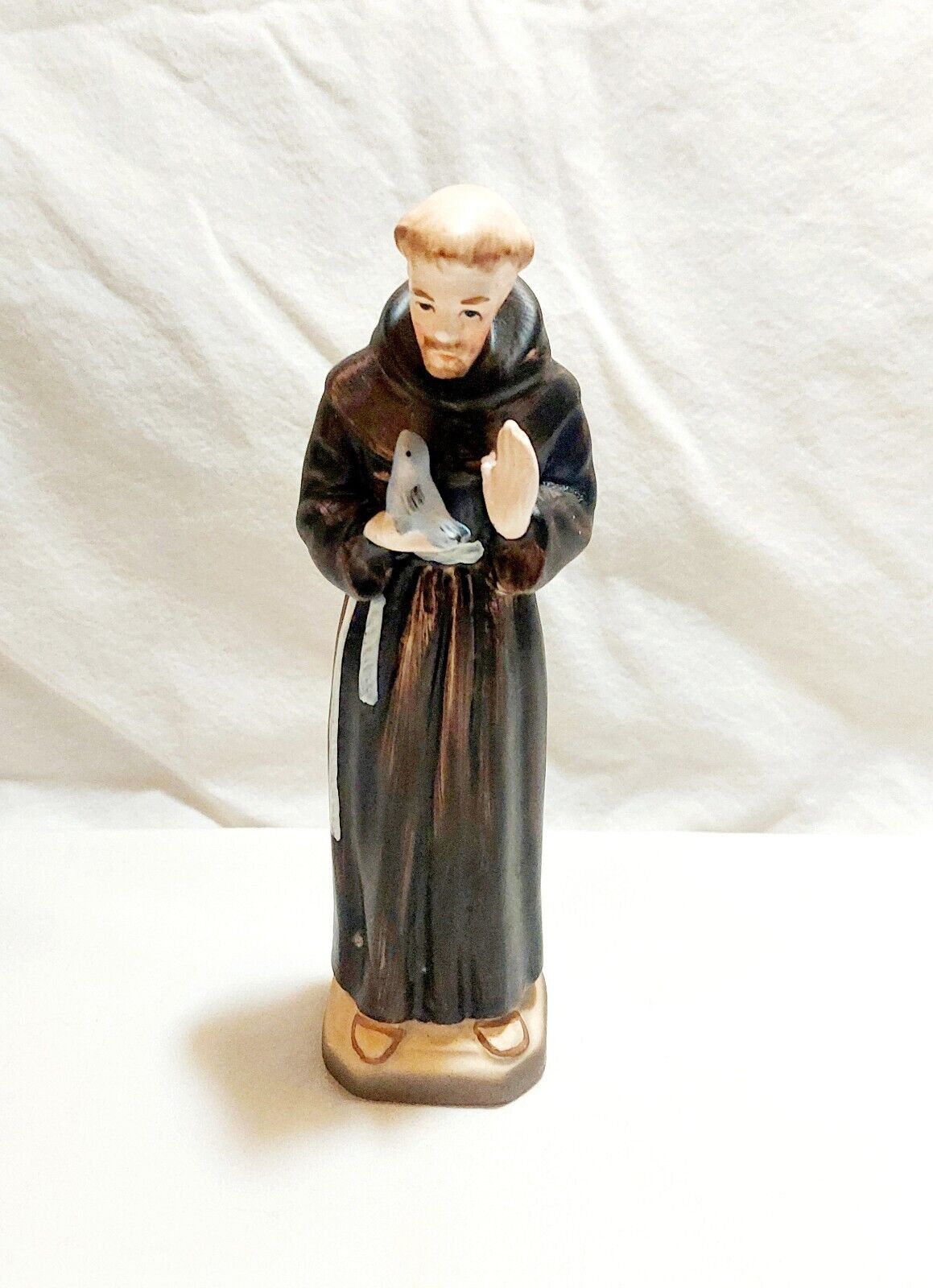 Vtg National Pottery Japan Ceramic St Francis Of Assisi Bird Blessings Figurine 
