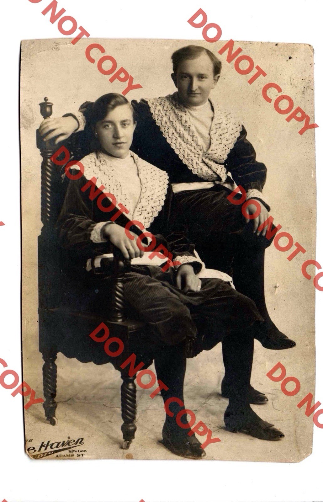 Antique c 1910 Allen Brothers Juvenile Musical Act Piano Violin Photo Chicago IL