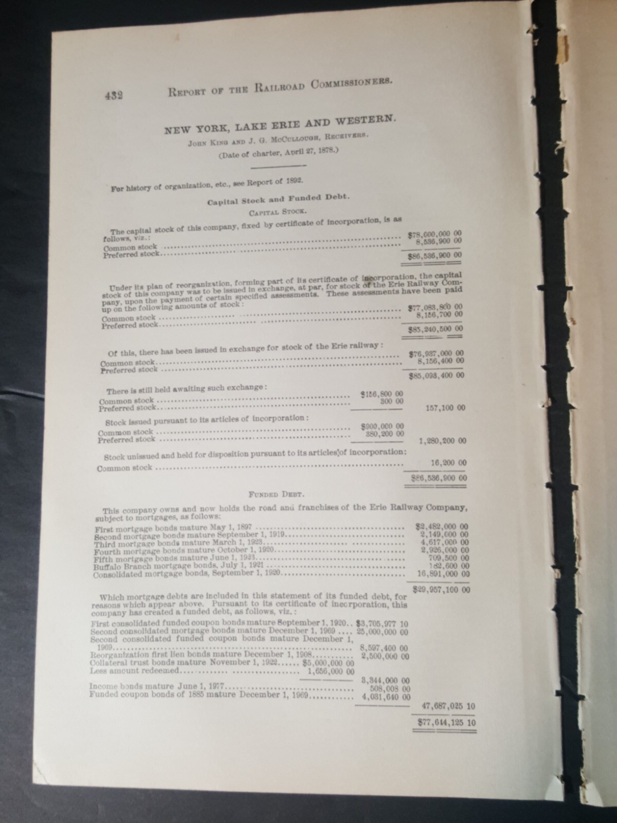 original 1895 train report NEW YORK LAKE ERIE & WESTERN RAILROAD Piermont N.Y. 