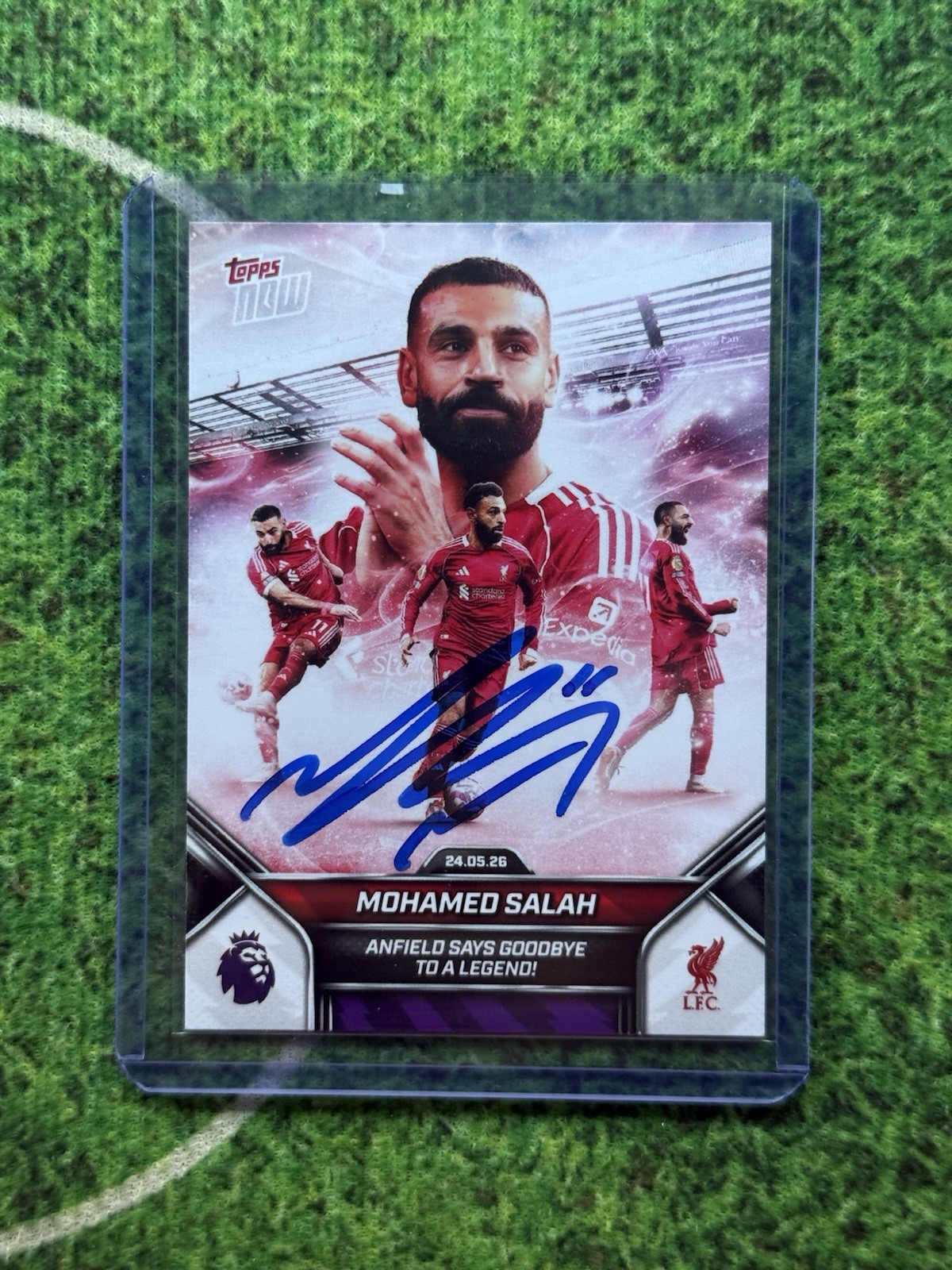 Mohamed Salah Signed Topps Now Auto On Card Autograph Says Goodbye Toploader COA