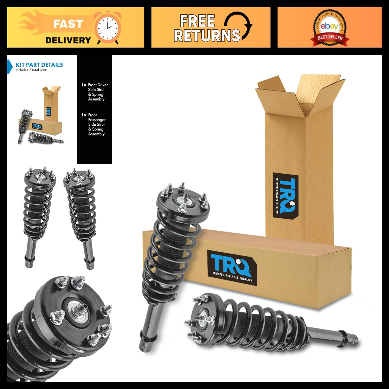 TRQ Front Driver and Passenger Side Strut and Spring Assembly Set
