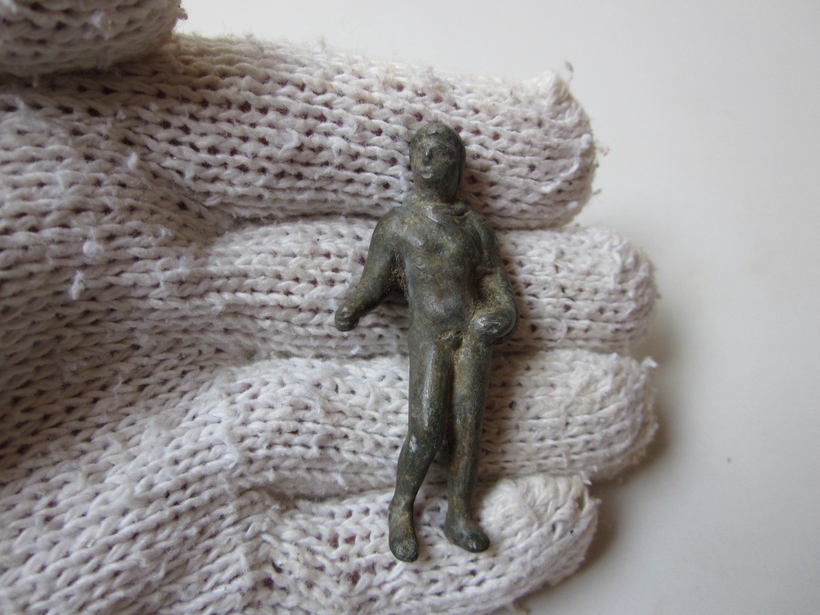 ancient perfect Roman lead massive figure of Roman emperor probably Augustus.