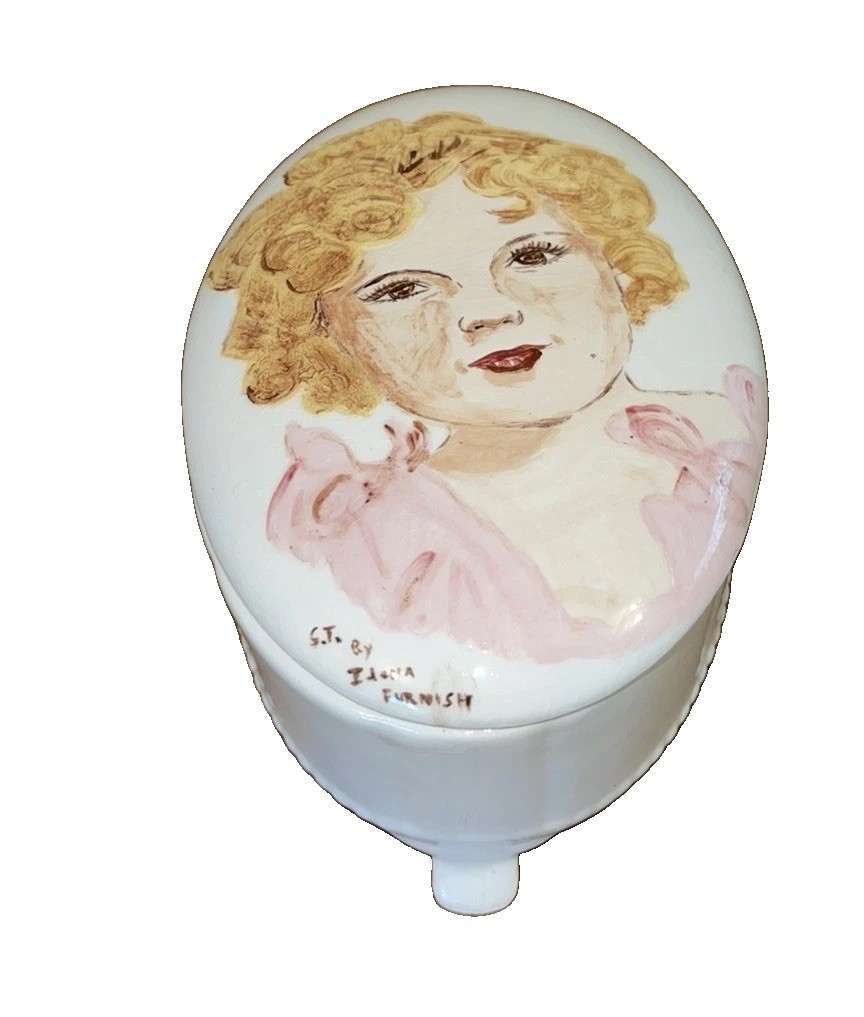 Pretty Rare Vintage HP Shirley Temple ceramic larger jewelry trinket box ￼