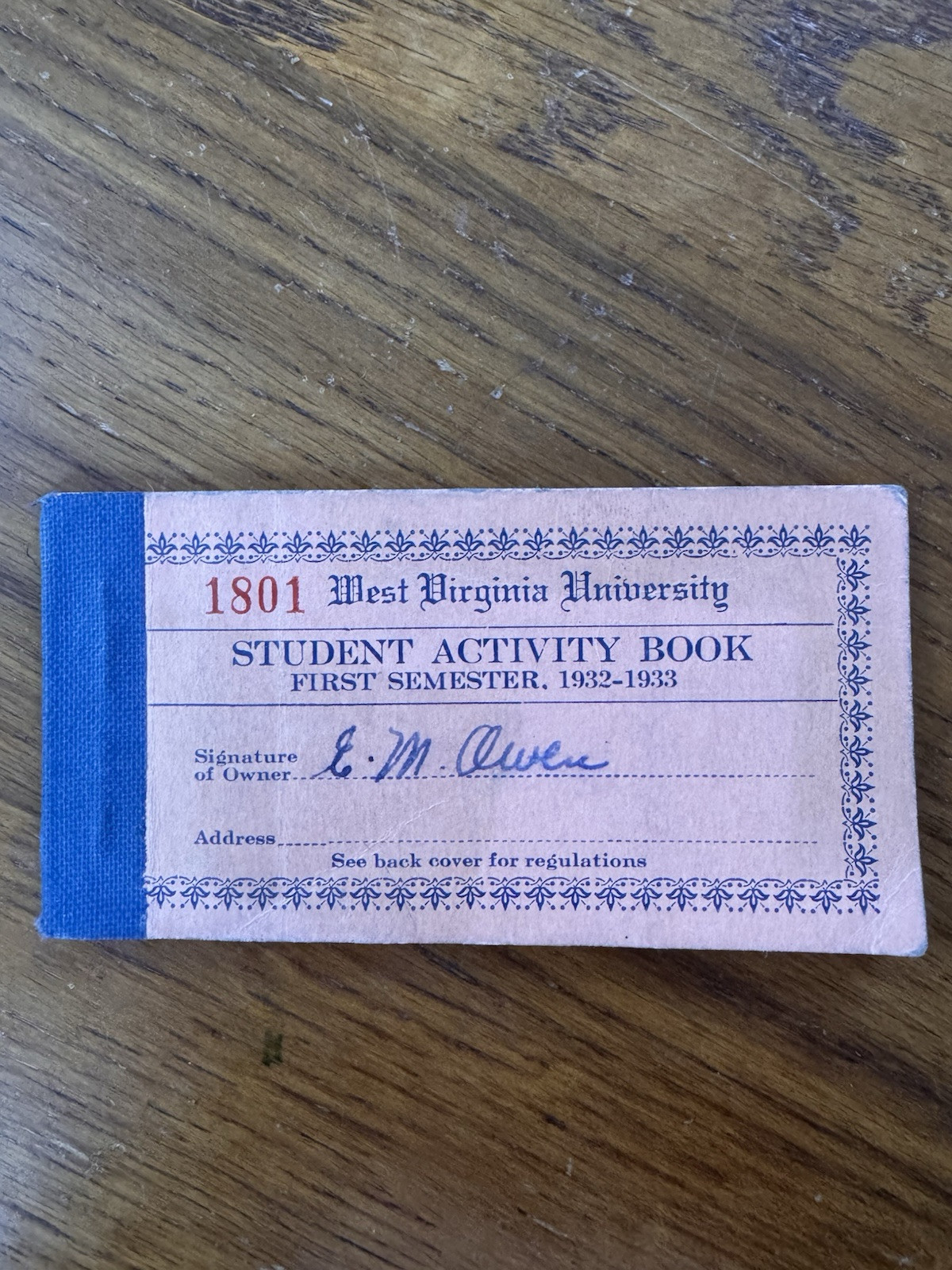 Vintage 1932-33 West Virginia University Student Activity Book Event Coupons