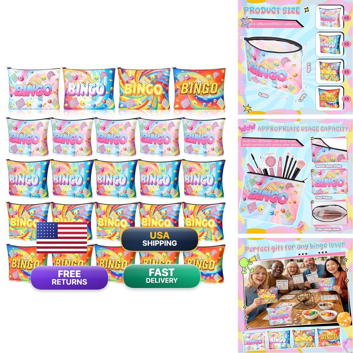 SilTriangle 20 Pcs Bingo Gifts Women Bingo Makeup Bags Dice Game Makeup Bags SilTriangle 20 Pcs Bingo Gifts Women Bingo Makeup Bags Dice Game Makeup Bags