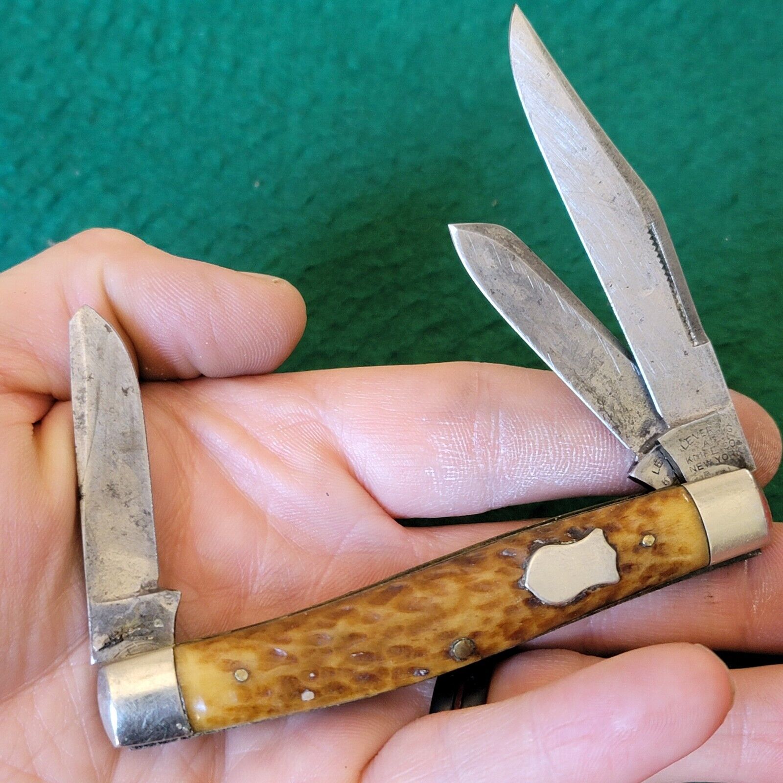 Old Vintage Antique Levering New York Large Stockman Folding Pocket Knife