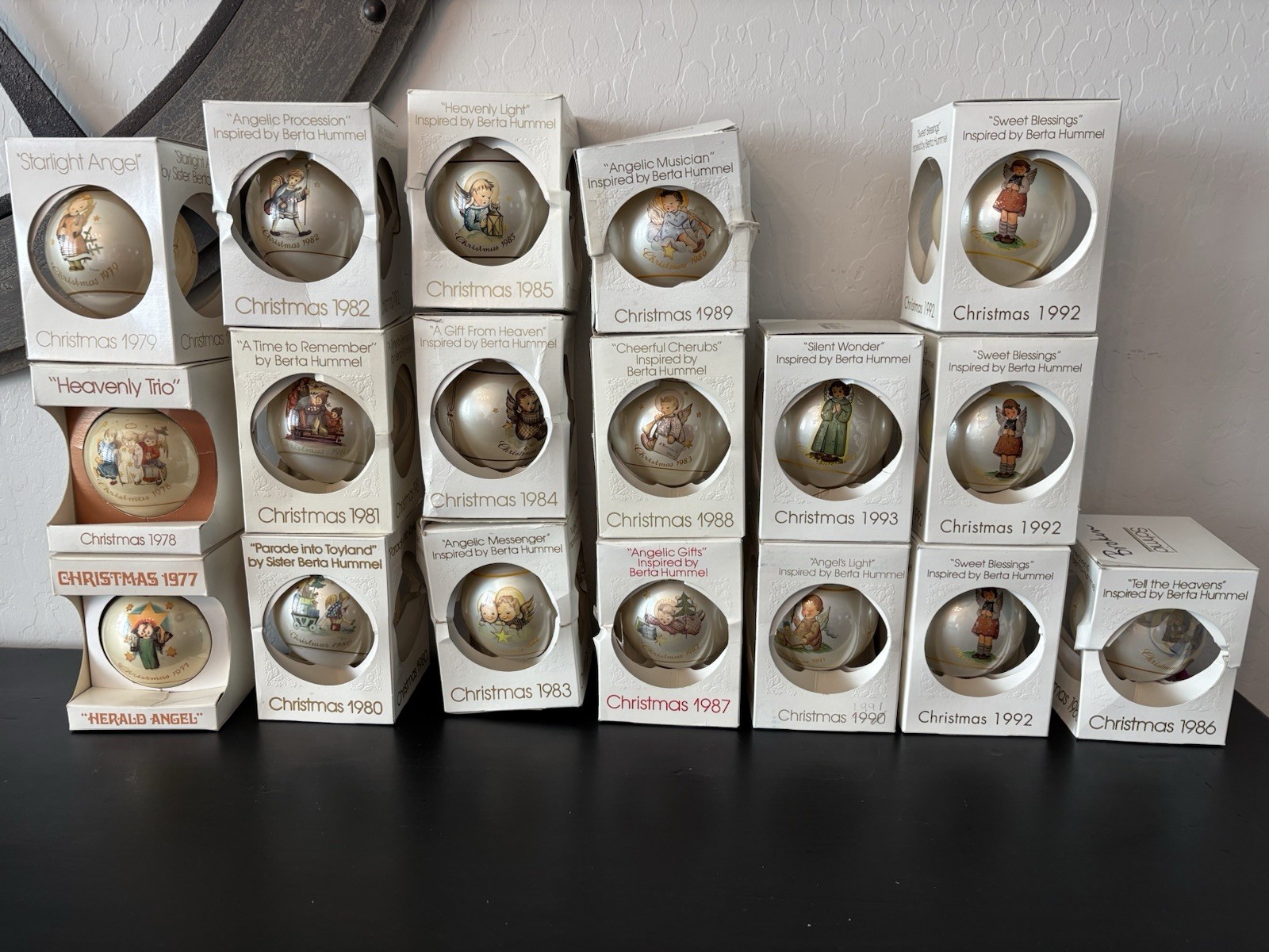 Vintage Schmid Berta Hummel 1977-1993 Christmas Glass Ball Ornaments Lot of 17
