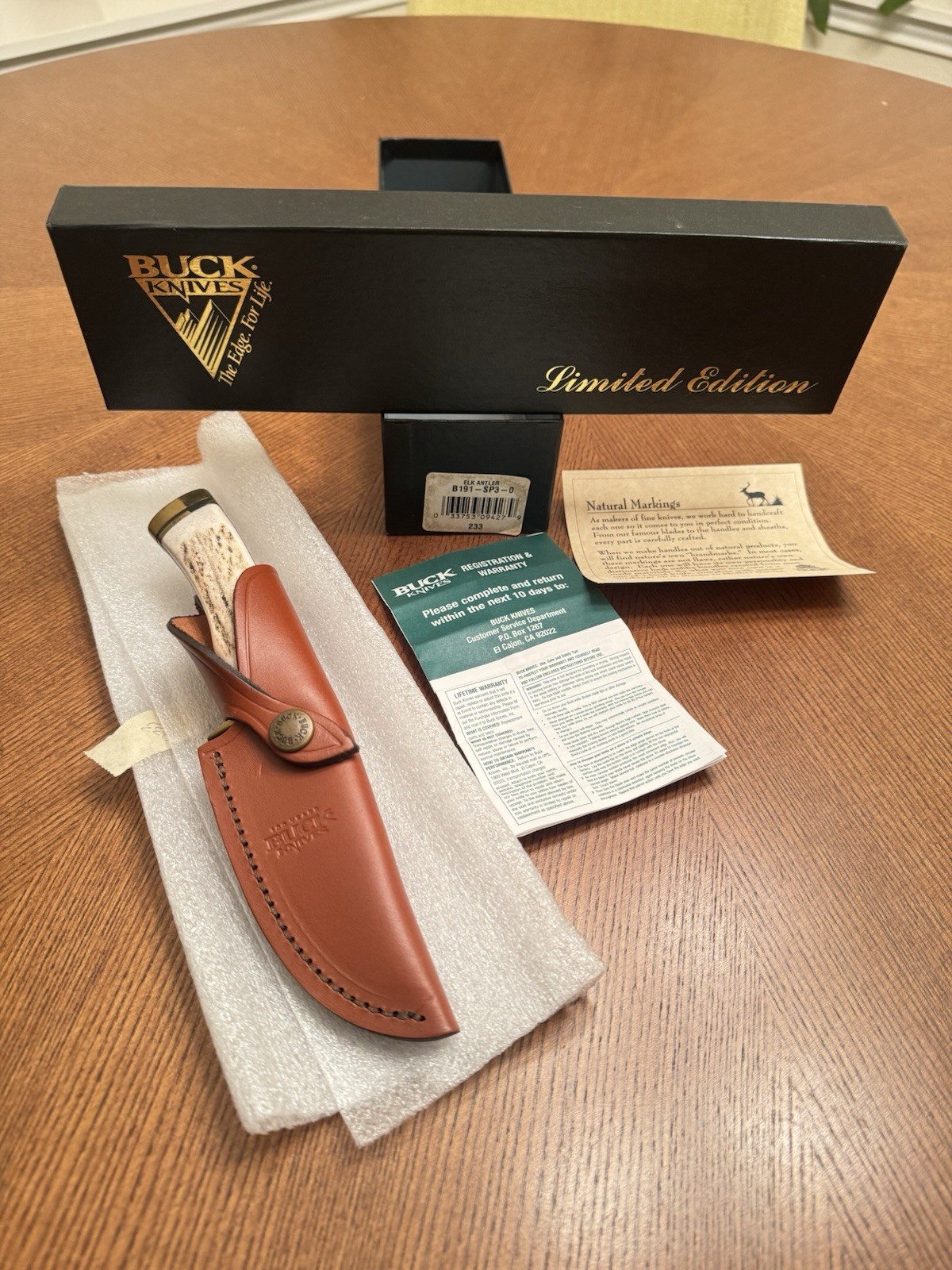 Buck 191 Zipper CJ Buck 2002 Elk Antler Limited Edition 233/250 Knife Box - NOS