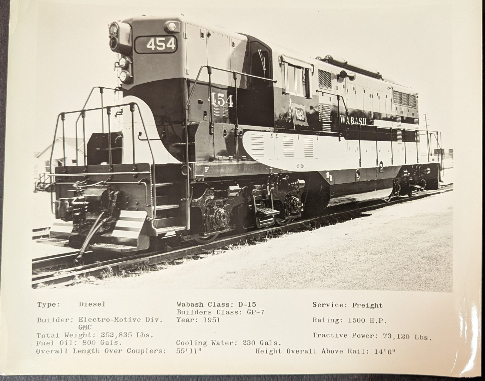 ***VINTAGE 1951 WABASH RAILROAD DIESEL LOCOMOTIVE 8 ***VINTAGE 1951 WABASH RAILROAD DIESEL LOCOMOTIVE 8