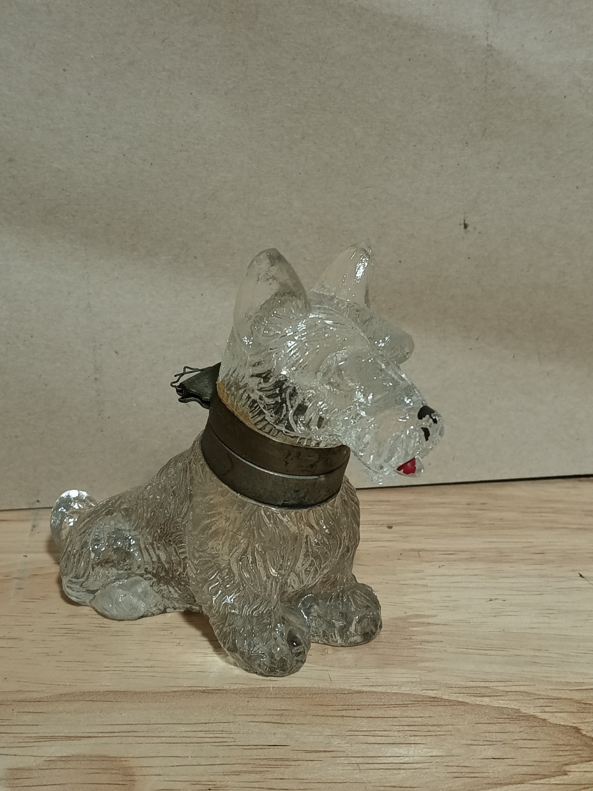 Early Original Antique Rare Czechoslovakian Glass Scottie Dog Terrier Inkwell