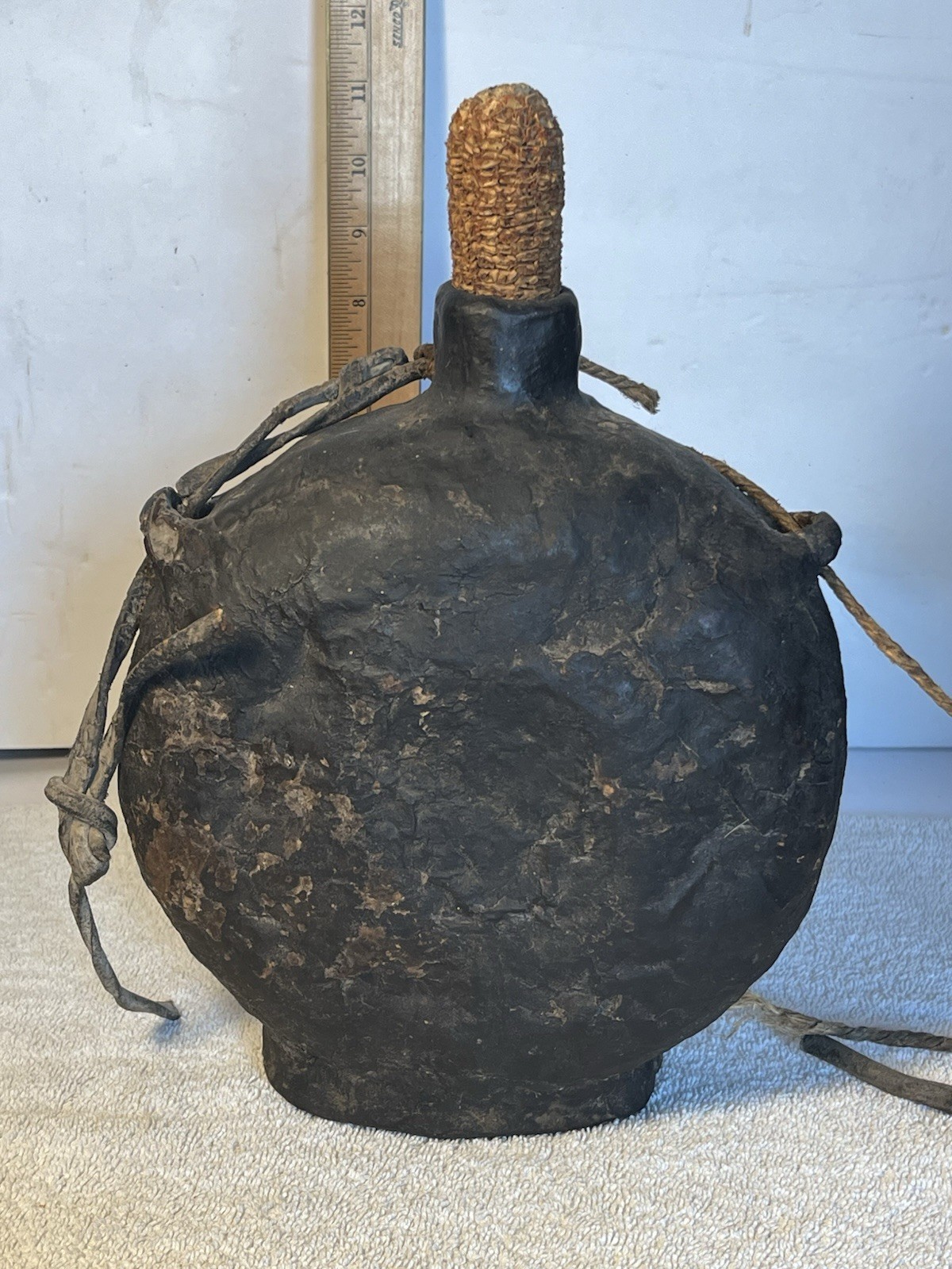 antique Mongolian flask or canteen dating from the 19th or early 20th century.