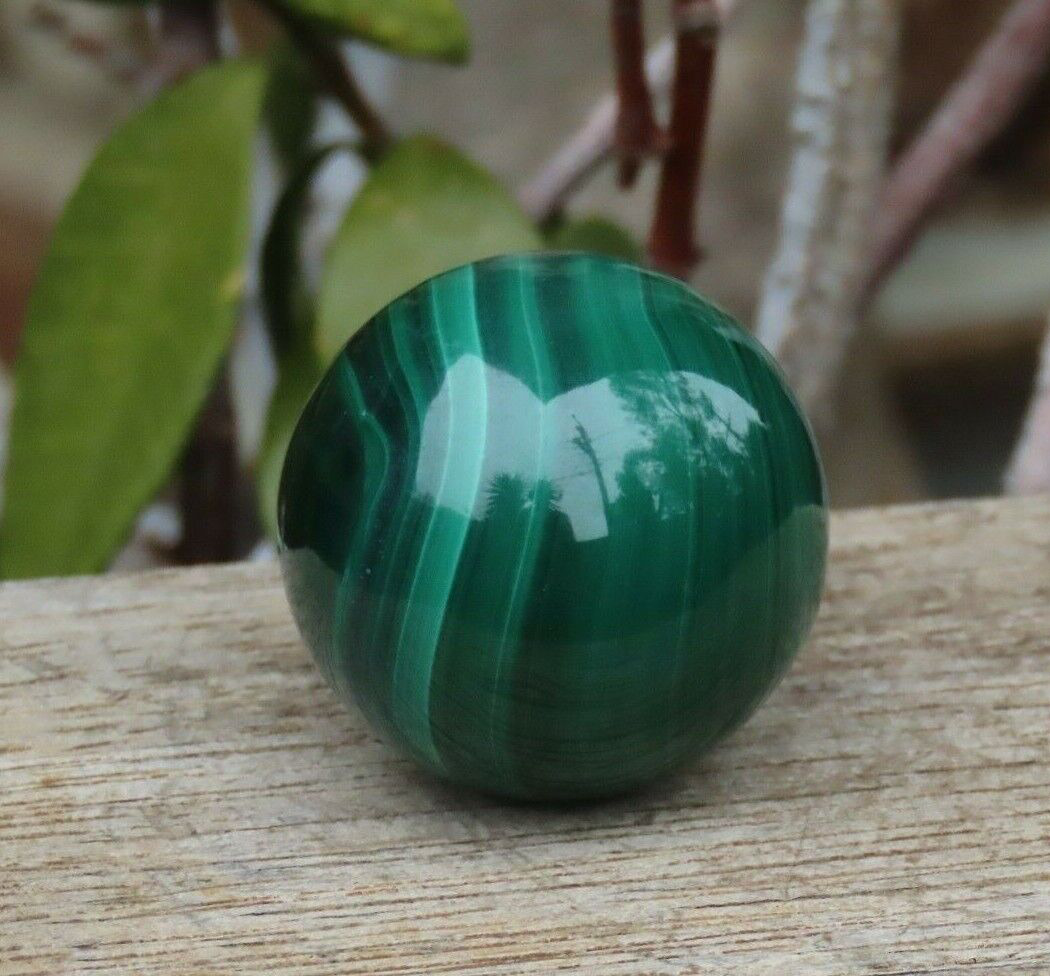 A Grade Highly Polished Rare Malachite Crystal Sphere 69 Grams Mineral Green