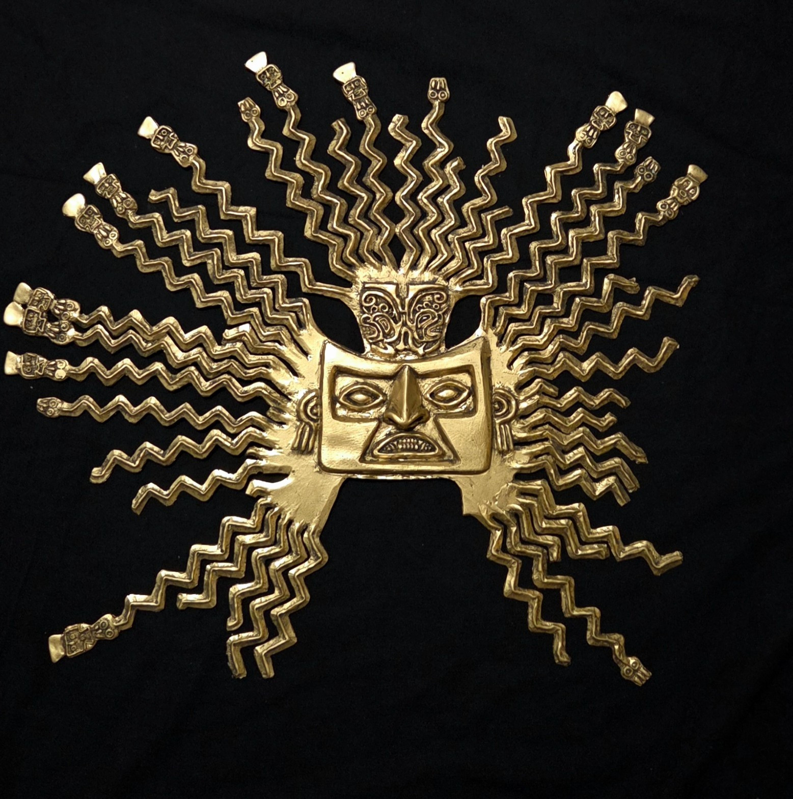 1:1 Museum Replica Pre Inca Tumaco La Tolita Inti Sun God Gold Mask Ecuador