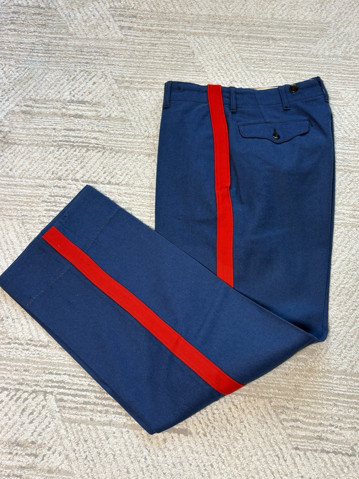 Vtg 1940s-50s USMC Marine Corps Dress Blue NCO Wool Trousers Blood Stripe READ