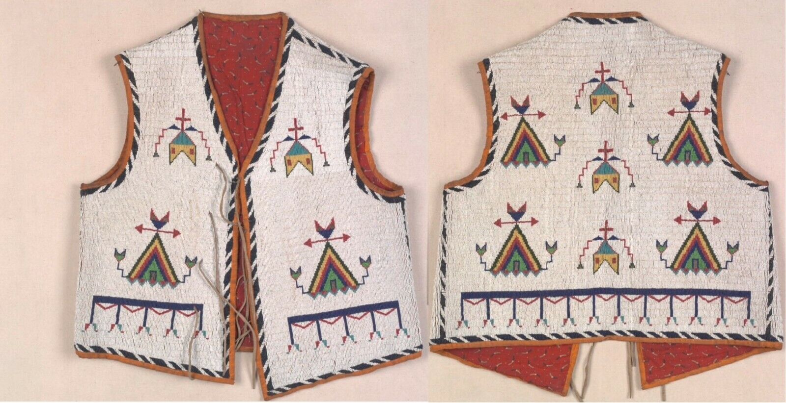 Old American Sioux Style  Handmade Fully Beaded Hide Powwow Regalia Vest NBV118