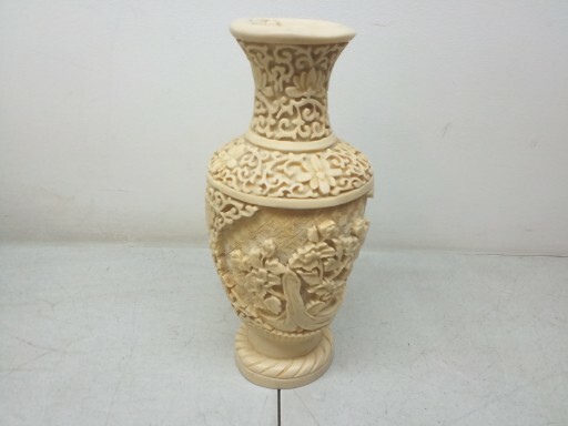 Norleans Hand Carved Signed Vase Vintage Heavyweight Decorative Piece