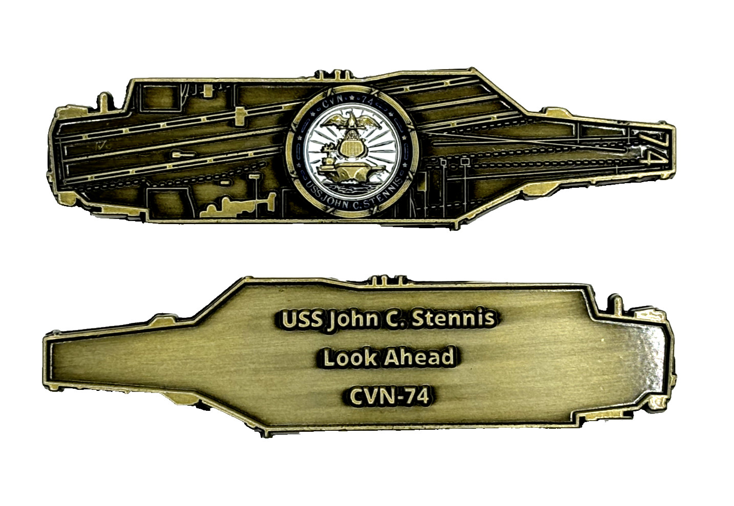 USS John C. Stennis  (CVN-74)  U.S. Navy Challenge Coin - Carrier Shape