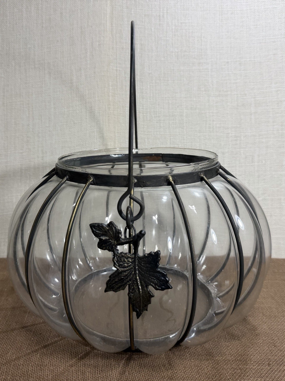 Vintage Large Caged Glass Pumpkin 13\