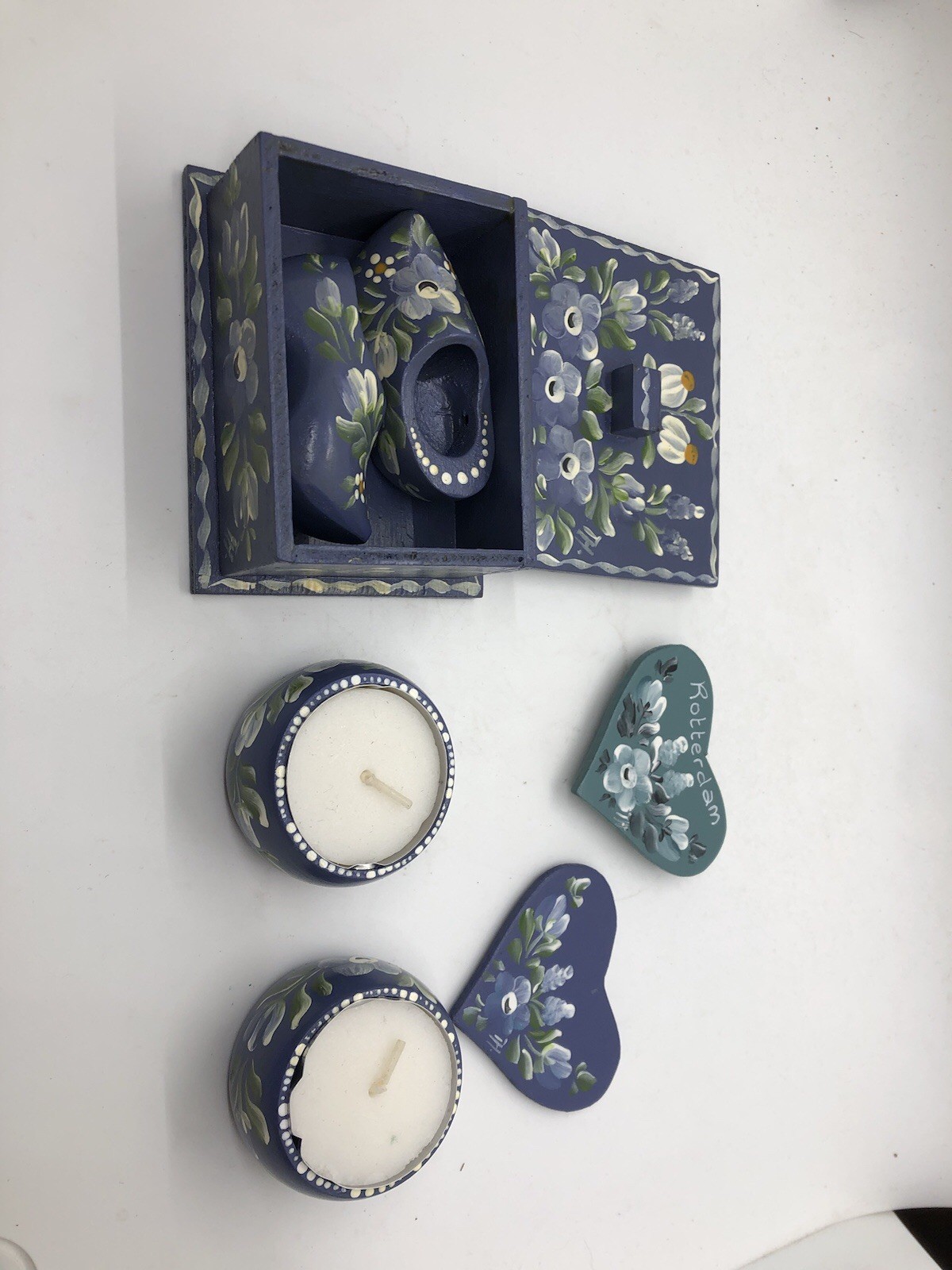 Dutch Holland Rotterdam wooden souvenir lot box mini shoes magnets candles