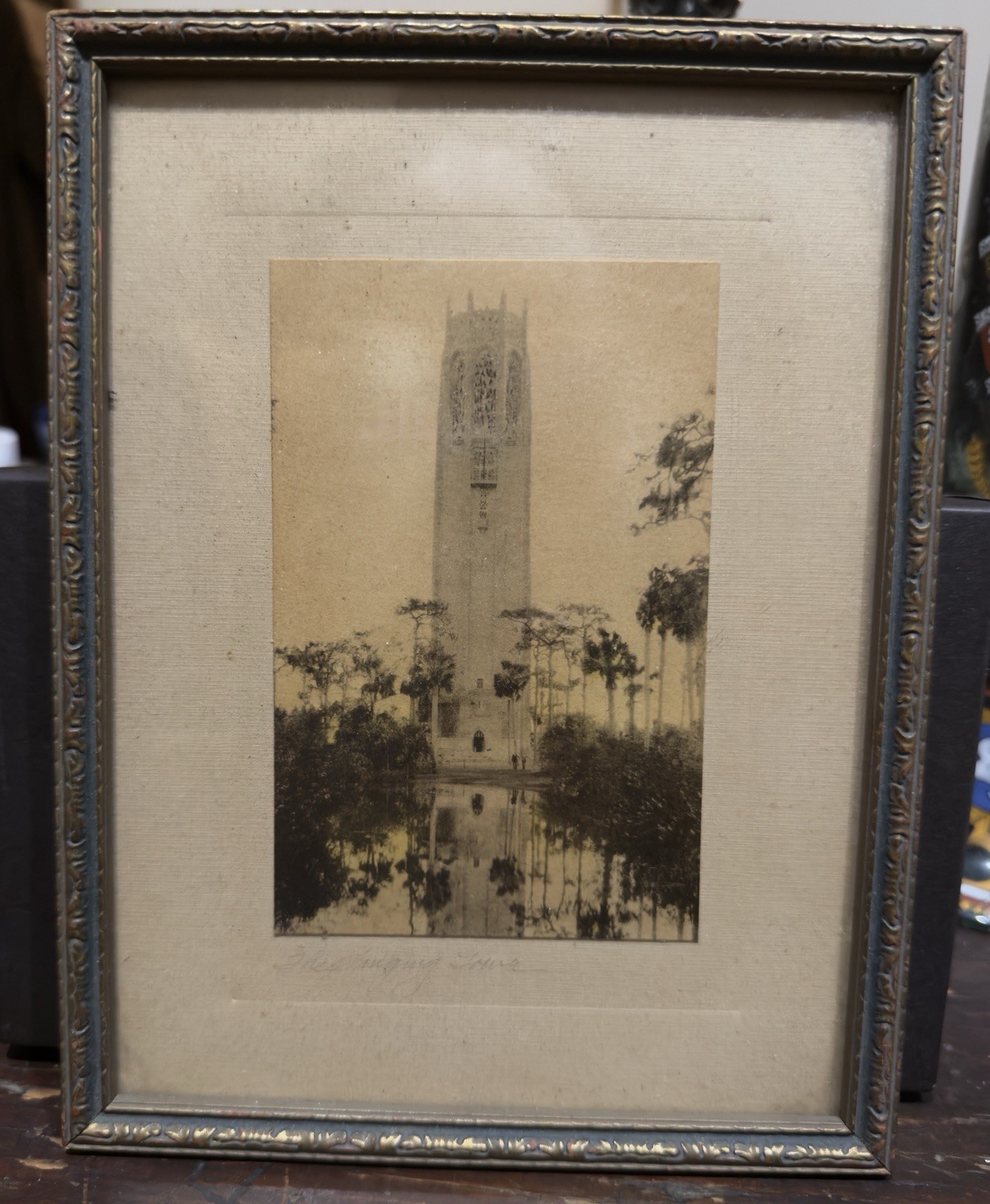 Vintage Hand Tinted Sepia Print Of “The Singing Tower” Near Lake Wales FLA