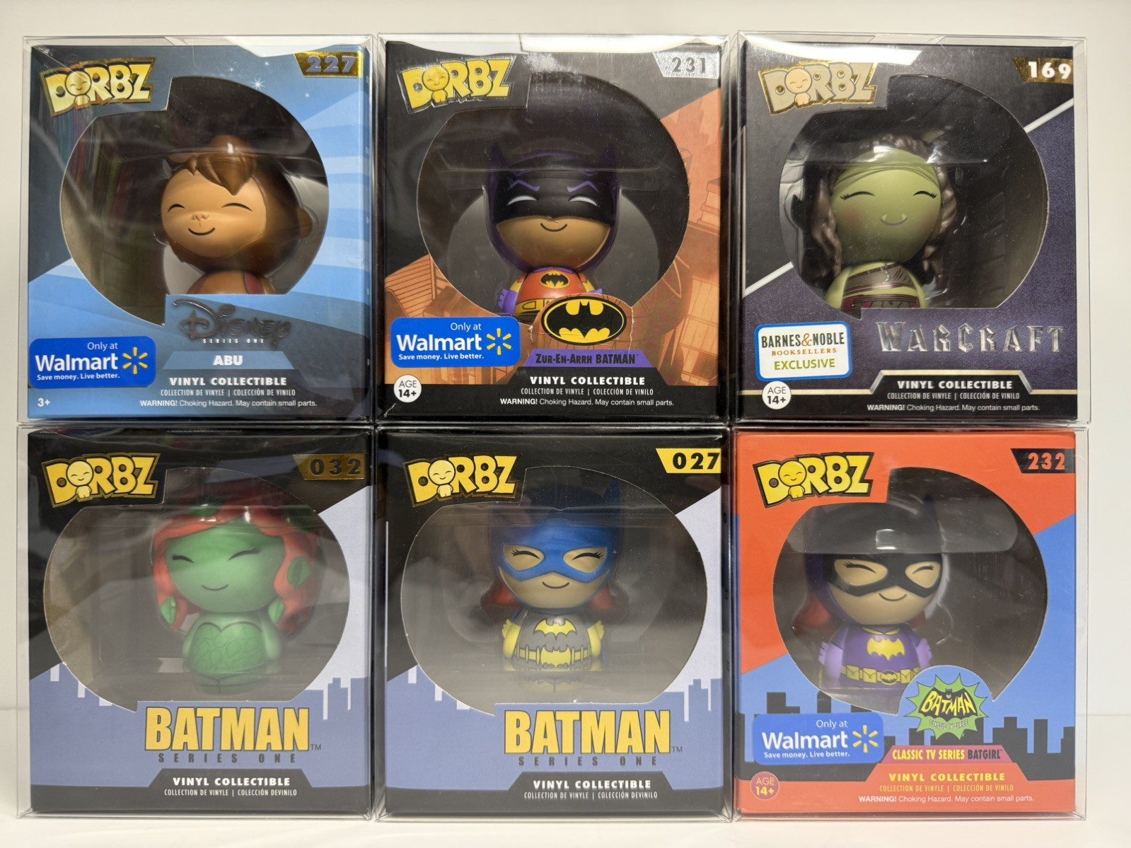 Funko Dorbz Lot of 6 DC Comics Batman, Batgirl, Disney, Warcraft NIB w/Protector