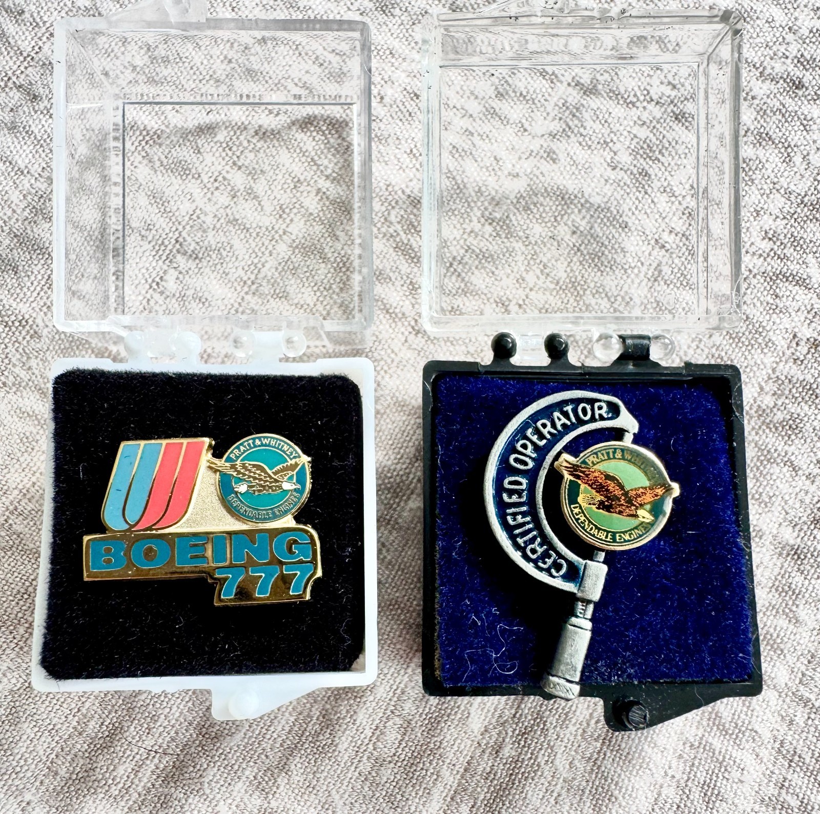 ✈️Lot of 2 Two Very Rare Pratt and Whitney Tie Clips/Pins - Beautiful Condition
